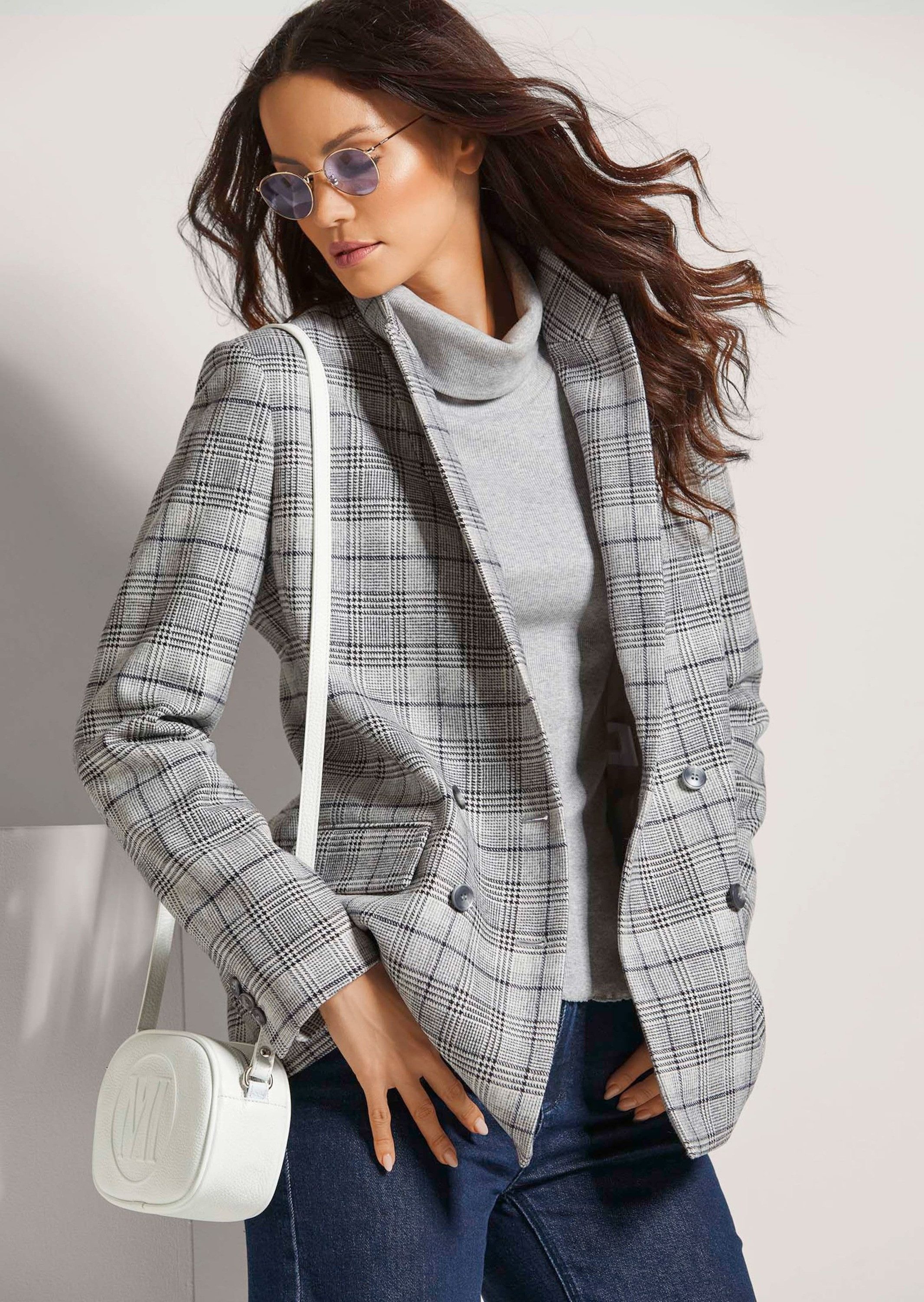 MADELEINE Kurzblazer Langer Karo-Blazer