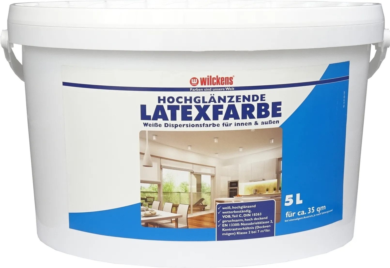 Wilckens Farben Wand- und Deckenfarbe Wilckens Latexfarbe hochglänzend Weiß