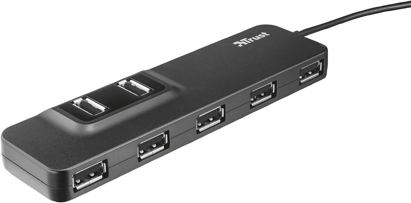 Oila USB Hub mit 7 Anschlüssen Datenhub Verteiler Splitter Schwarz USB-Adapter