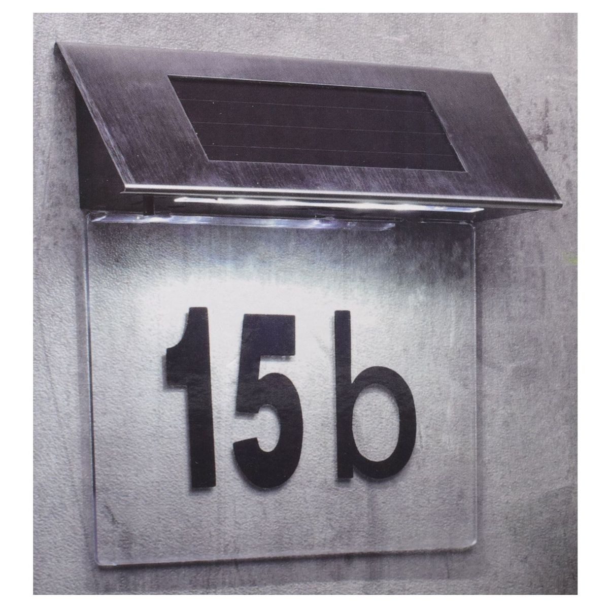 Haushalt International Hausnummer LED Hausnummernleuchte mit Zahlen Solarleuchte für die Wandmontage, (1 St), inkl. Montagematerial & Buchstaben