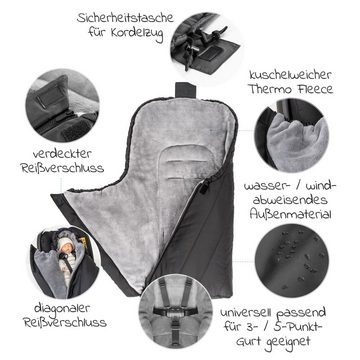 Zamboo Fußsack Deluxe - Schwarz Grau, Winter Fußsack für Babyschale Maxi Cosi & Babywanne Baby Winterfußsack