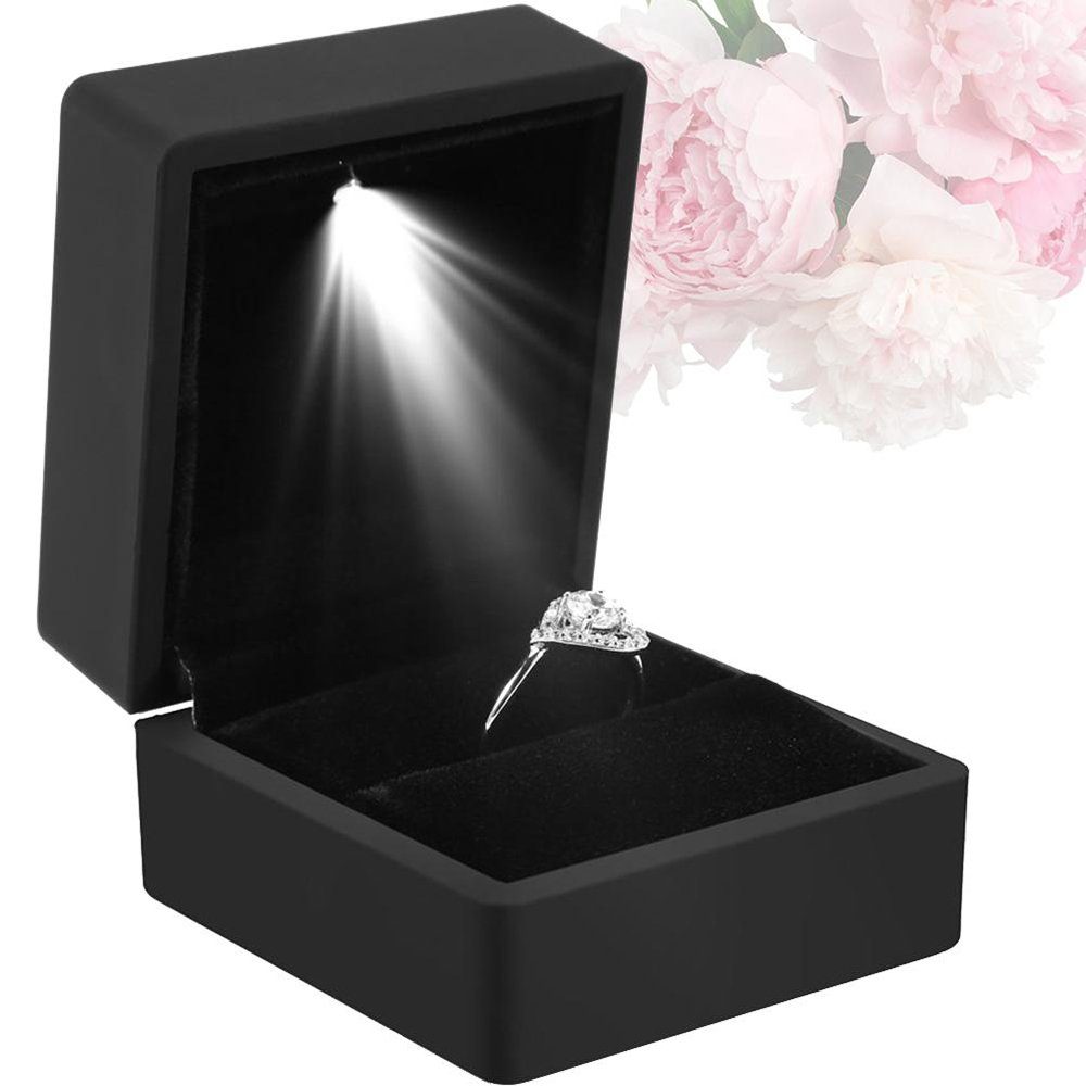 Coonoor Schmuckkasten LED Valentinstag Ringschachtel Ring Samt Schmuck Etui Verlobung