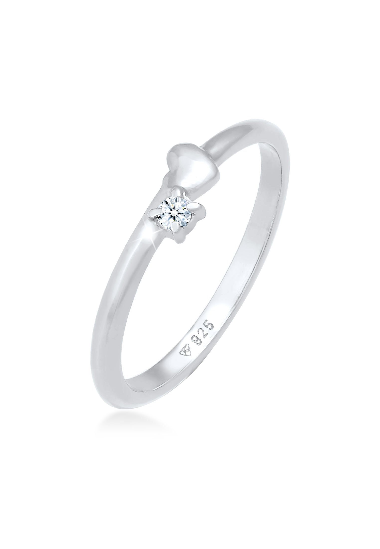 Elli DIAMONDS Diamantring Diamant (0.03 ct) Herz Liebe 925 Silber