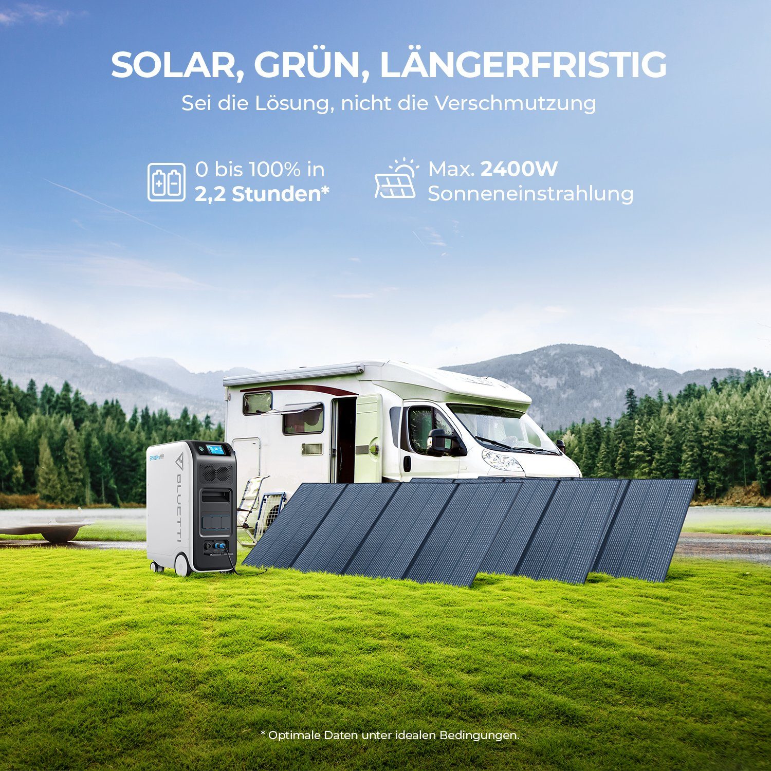 200w BLUETTI Solarmodule, 3000W (1-tlg., Stromerzeuger Tragbare Solar mit Solargenerator Panels), 5120Wh/ EP500PRO Batterie LiFePO4 2*PV200