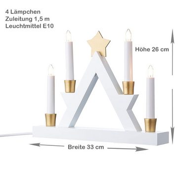 STAR TRADING LED-Dekofigur LED Fensterleuchter "Julle", 4-flammig, weiß/gold, BxH 33x26 cm