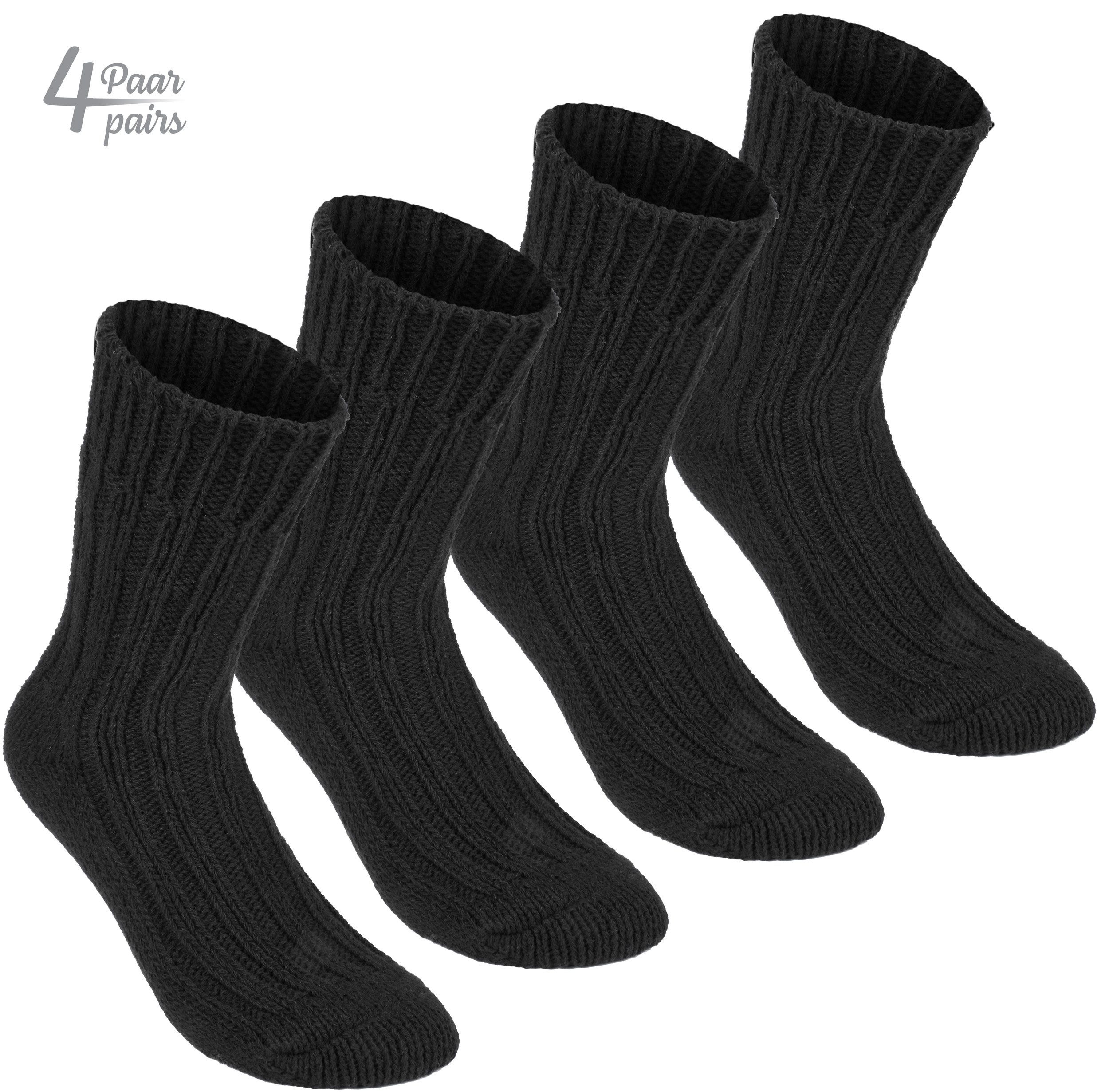 BRUBAKER Kuschelsocken warme dicke Alpaka Socken (Set, 4-Paar, mit Alpakawolle) Wintersocken für Damen und Herren