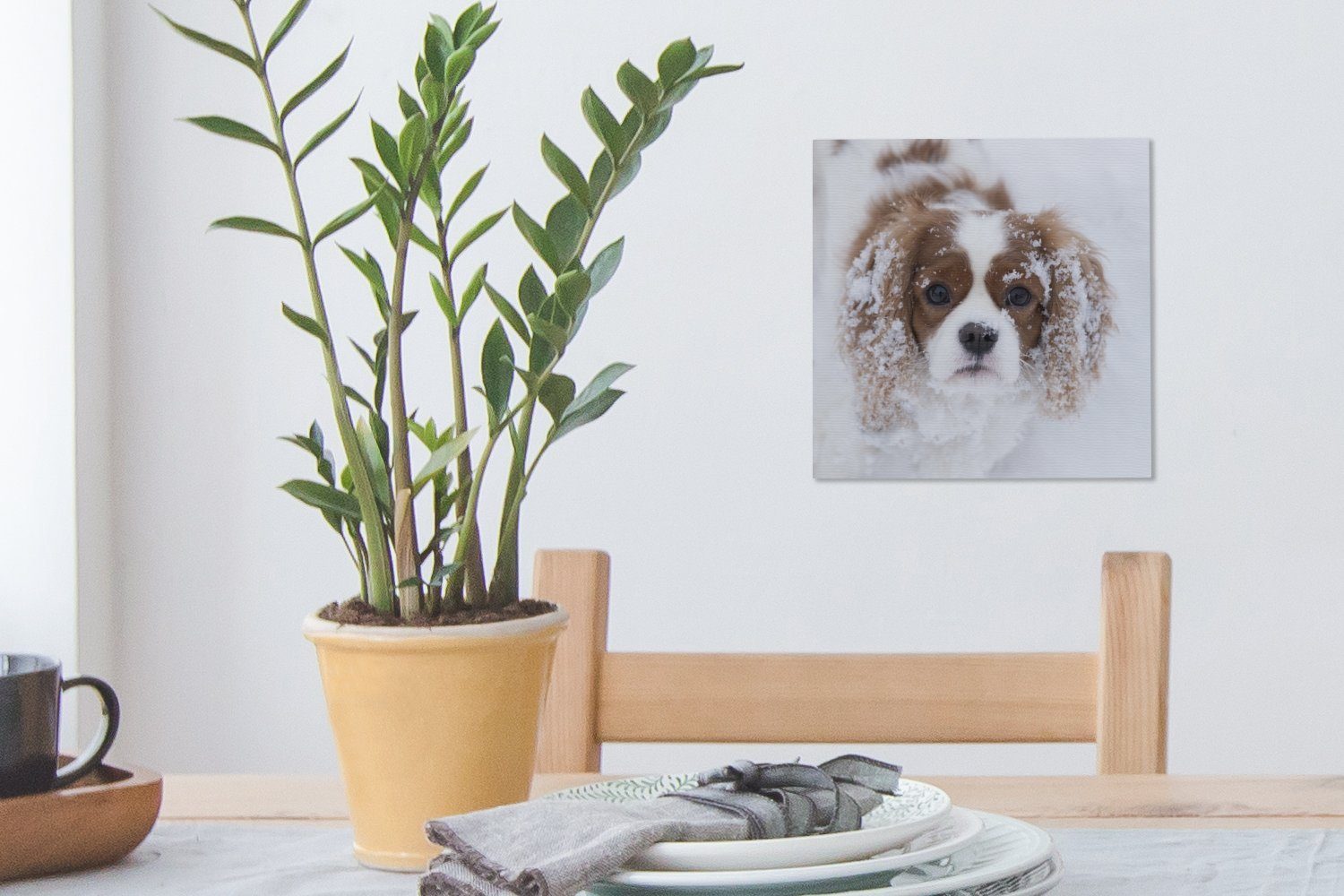 Schnee, Bilder Foto für OneMillionCanvasses® King St), Leinwand Cavalier Spaniels Leinwandbild Wohnzimmer eines im Charles (1 Schlafzimmer