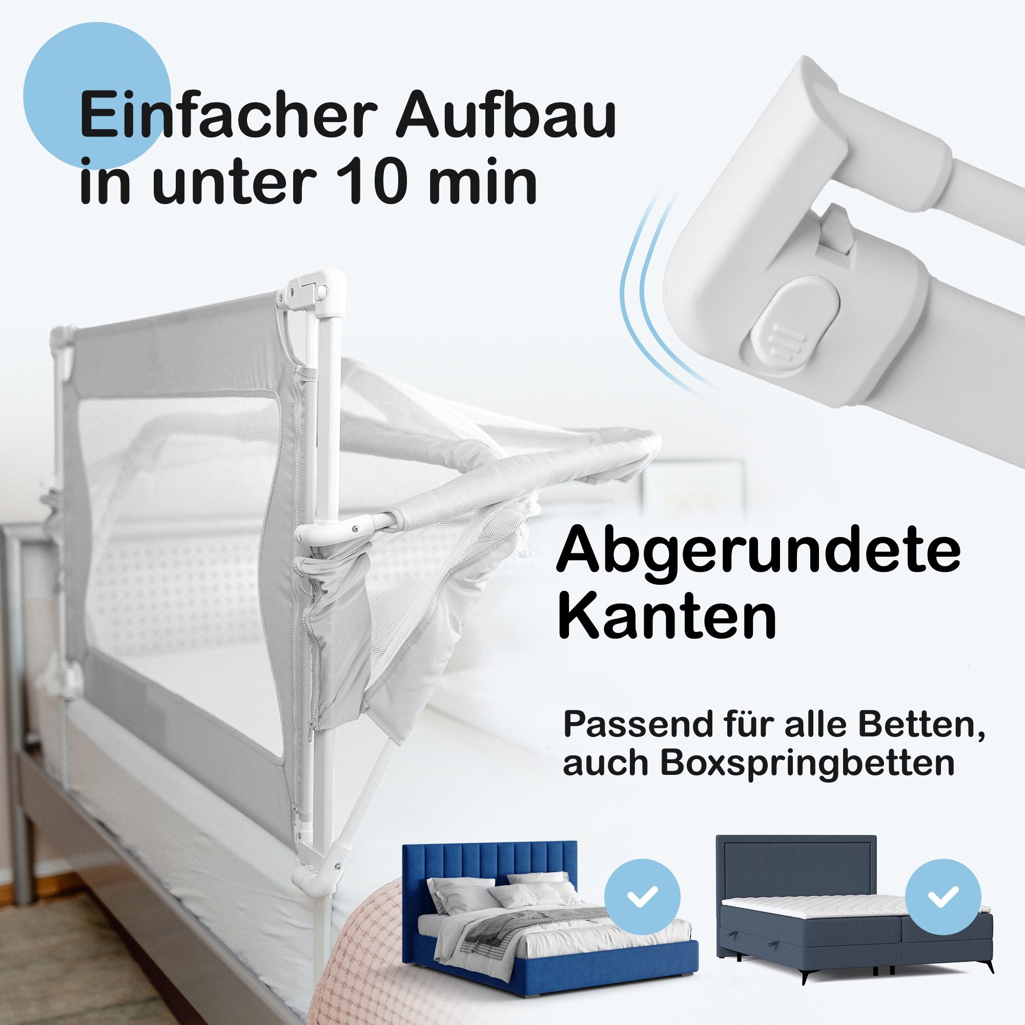BabyBeFun Babybett im Bett, Beistellbett Baby [Stillen im eigenen Elternbett], 1-tlg., Passend an alle Betten, auch Boxspringbetten – Bild 4 von 5