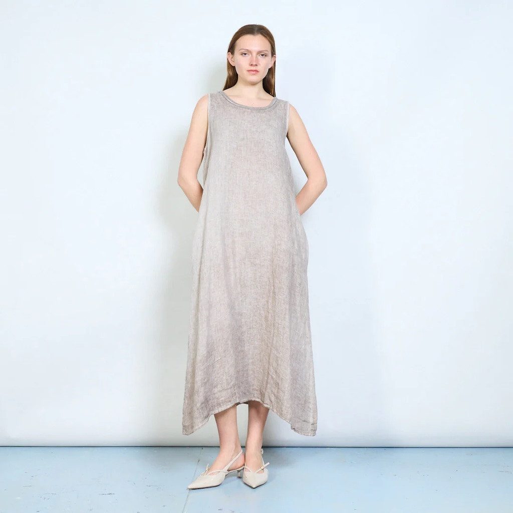 BZNA Tunikakleid Leinen Kleid Fließendes langes Kleid aus Leinen Onesize