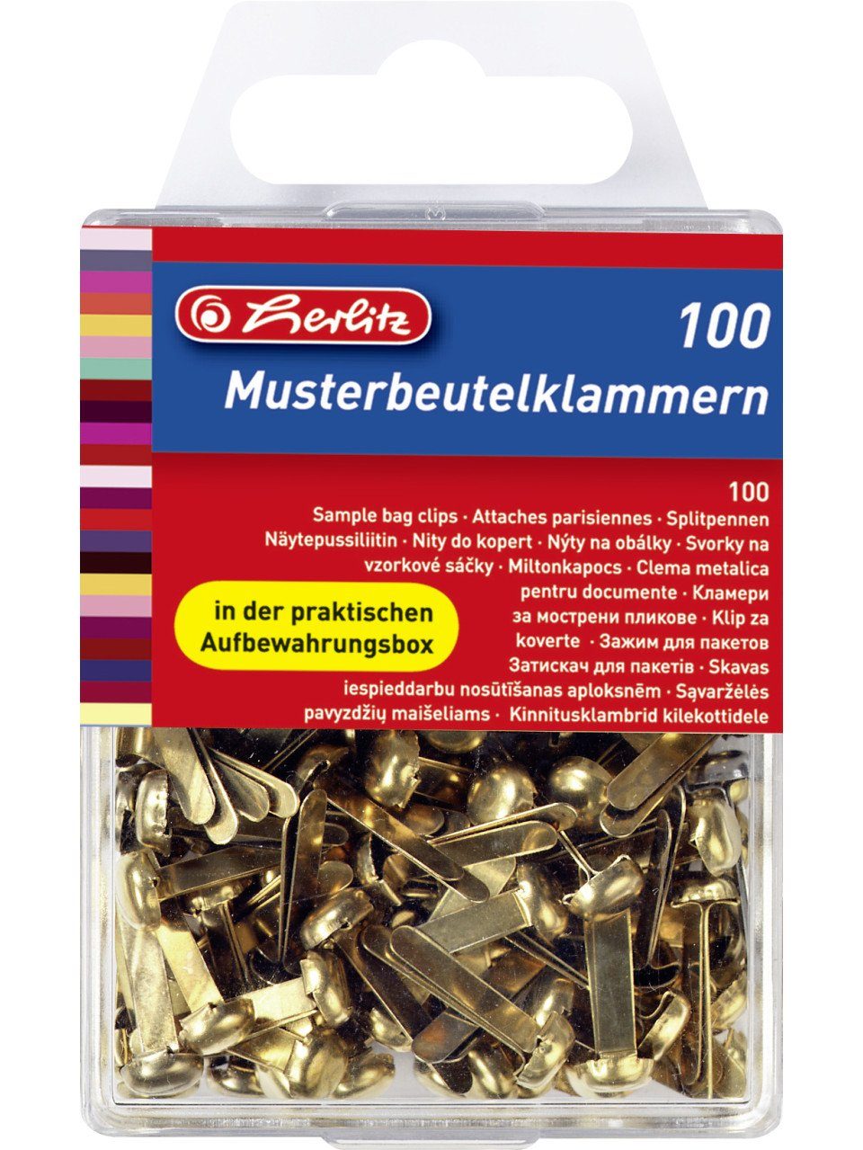 Herlitz Verschlussklammer herlitz Musterbeutelklammer Metall messing, 100