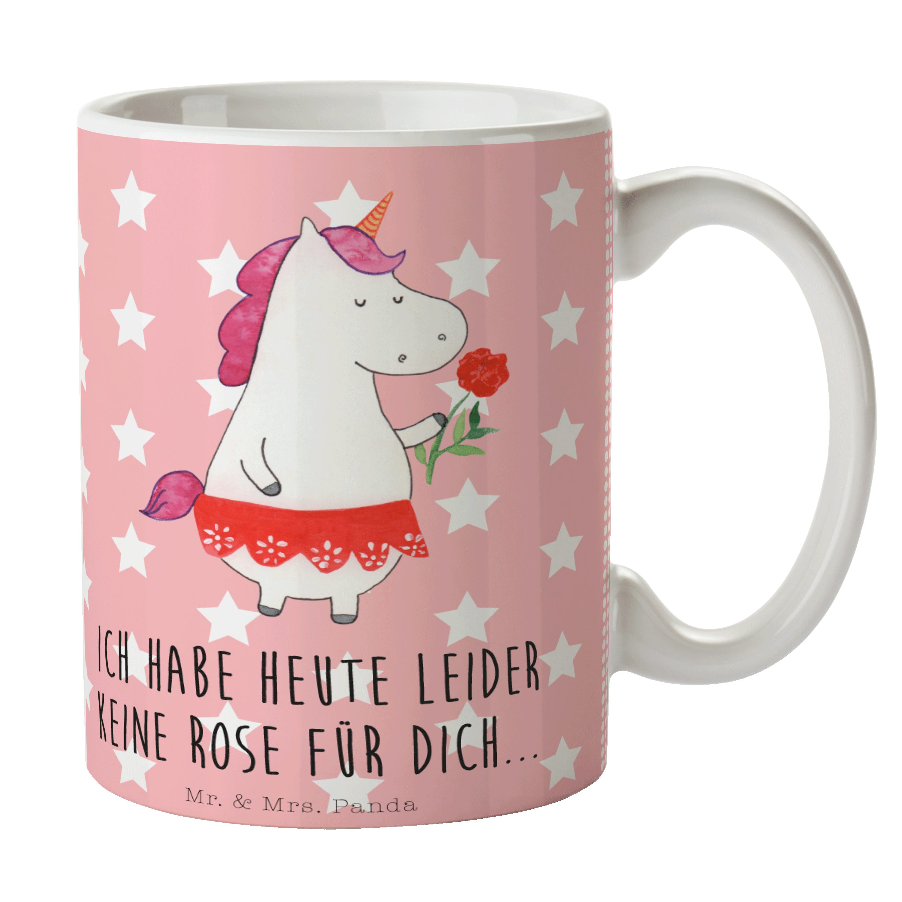 Mr. & Mrs. Panda Tasse Einhorn Dame - Rot Pastell - Geschenk, Keramiktasse, Bachelorette, Un, Keramik