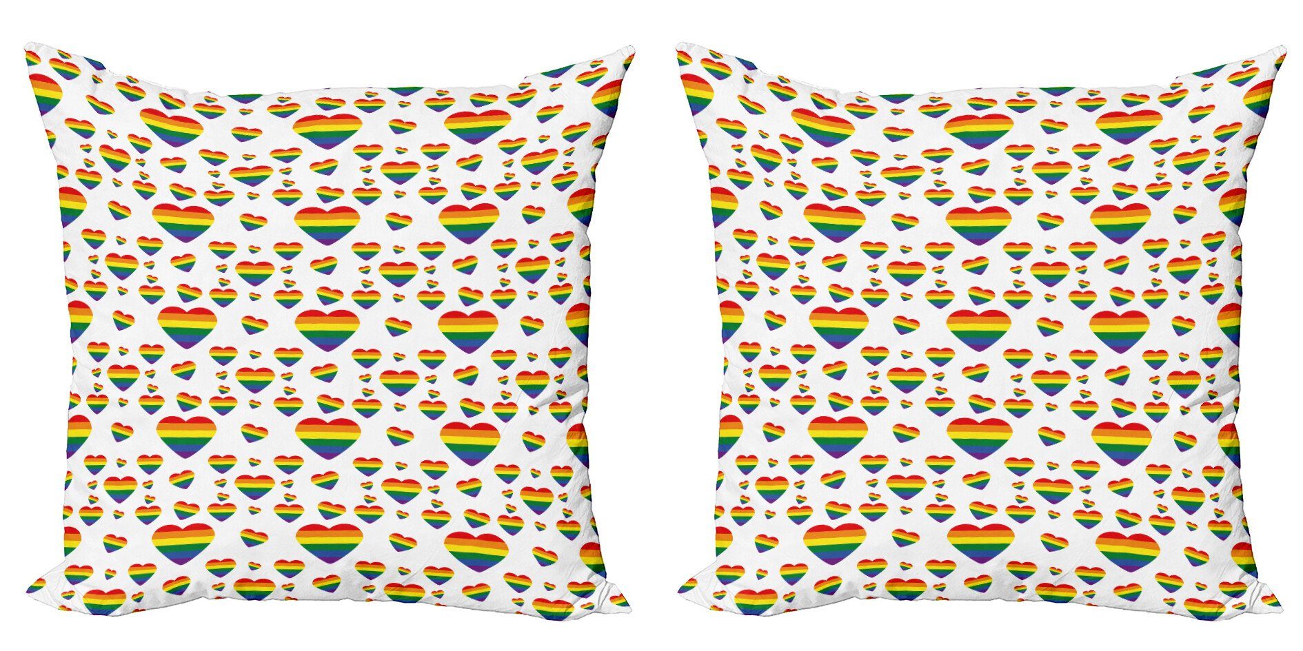 Kissenbezüge Modern Accent Doppelseitiger Digitaldruck, Abakuhaus (2 Stück), Regenbogen LGBT Herz-Liebe ist Liebe