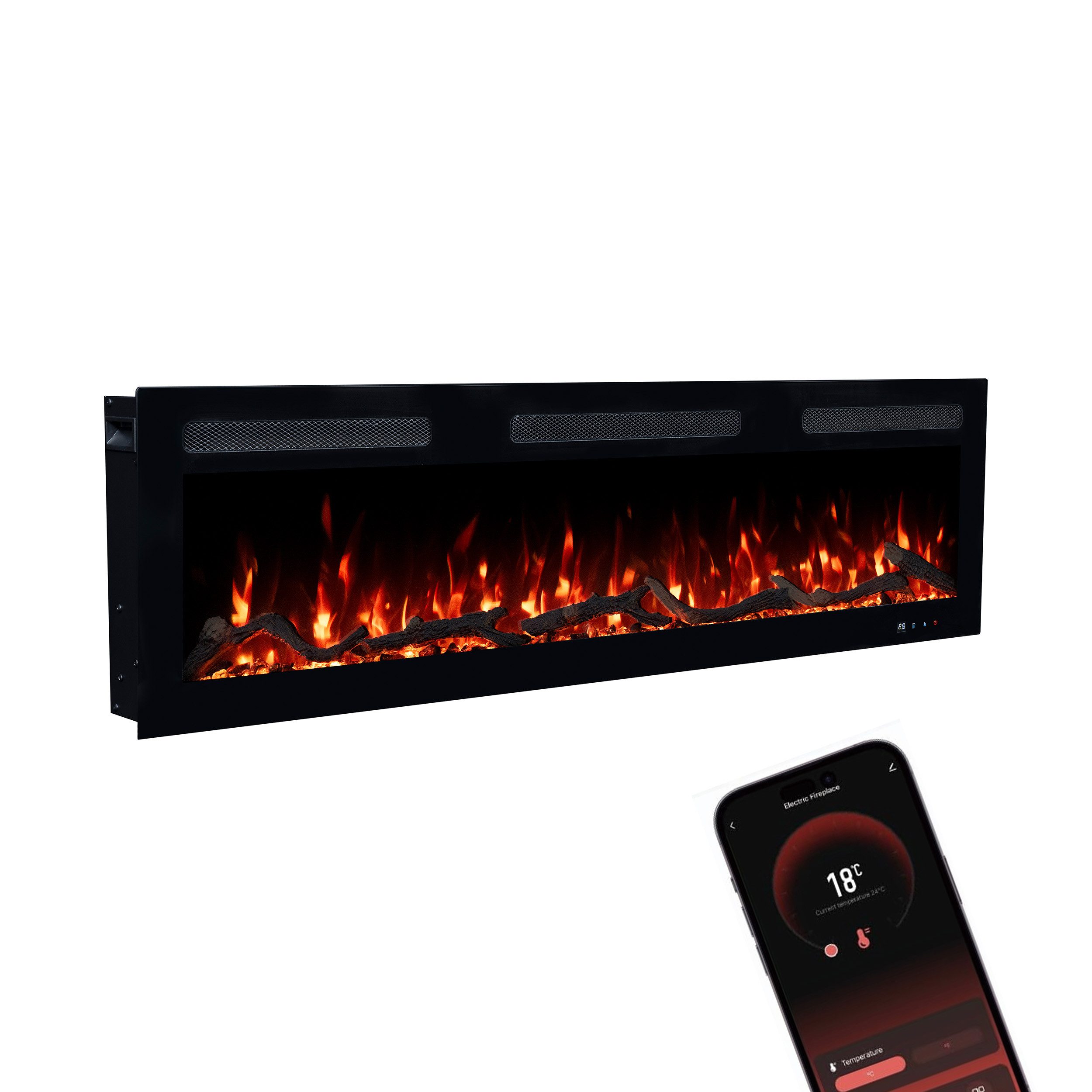 GLOW FIRE Elektrokamin Inside Wandkamin mit 3D Feuer und Heizung (Thermosta günstig online kaufen