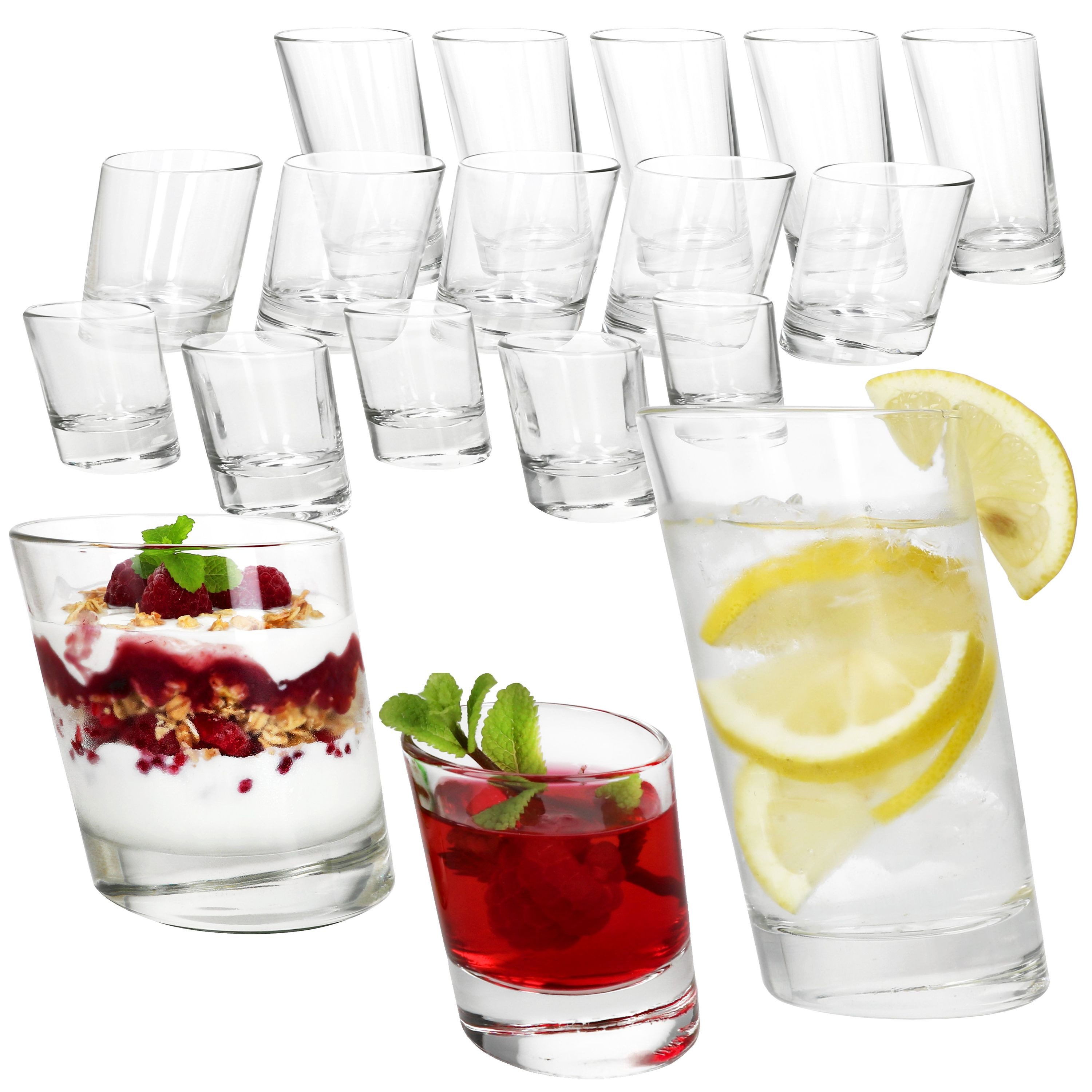 Longdrinkglas 18tlg Gläser Set Pisa Longdrink-Gläser Whisky-Tumbler Schnaps-Glas