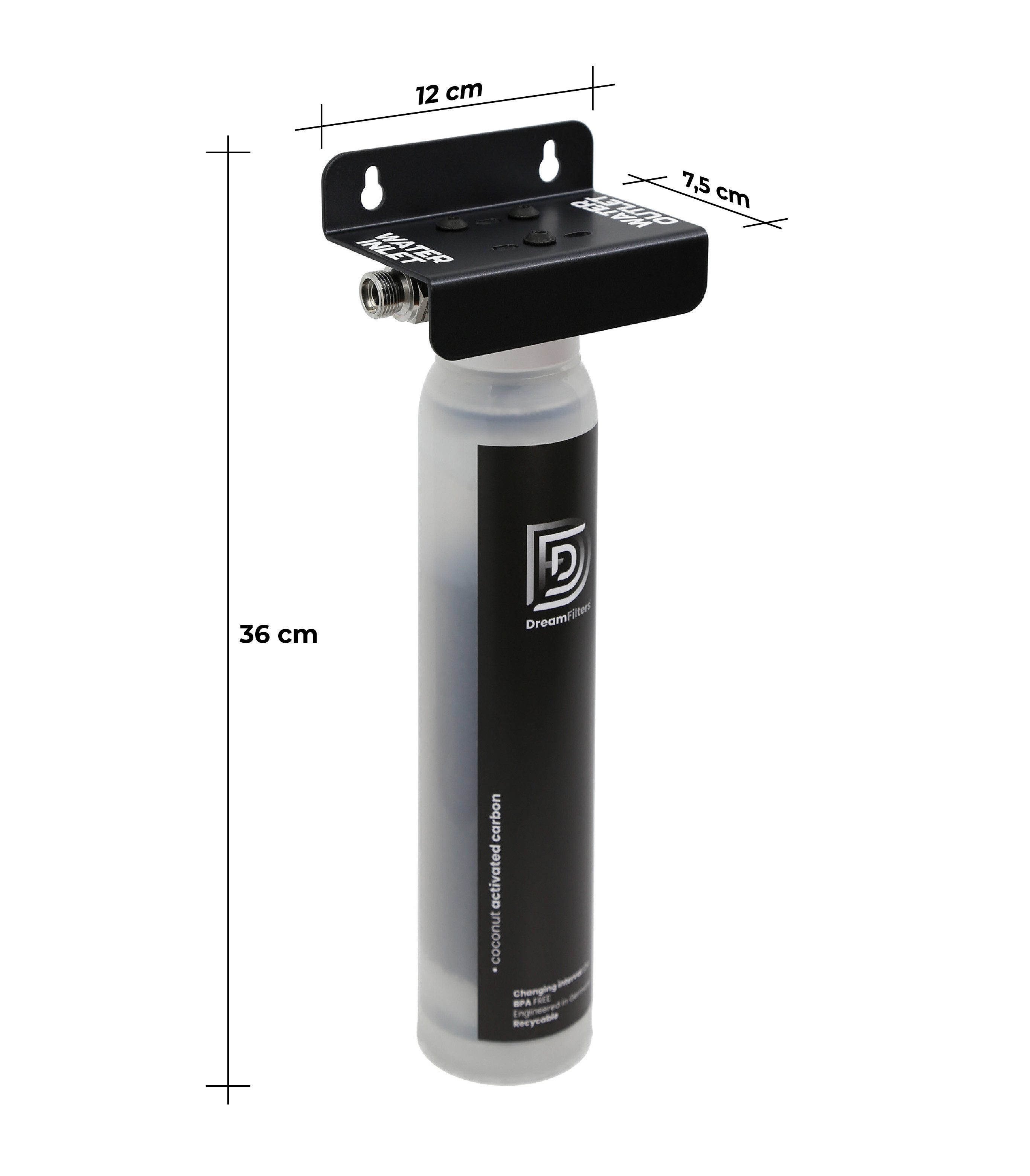 DreamFilters Wasserfilter AquaUno Untertisch- Aktivkohlefilter für Küchenarmatur., Reduziert Chlor, Pestizide, Gerüche und organische Rückstände.