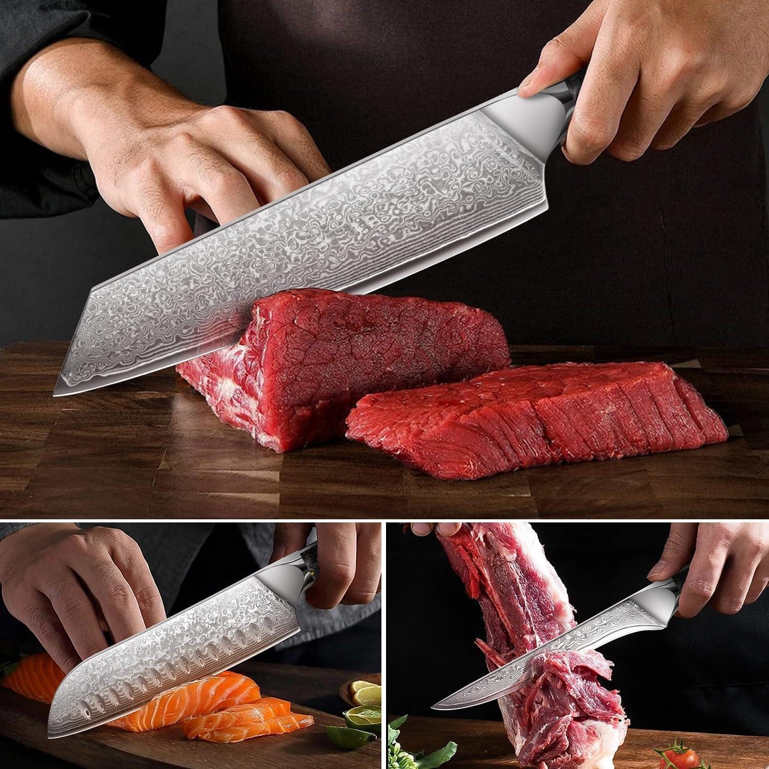 LuxusKollektion Messer-Set Damast Santoku Messerset 3-tlg