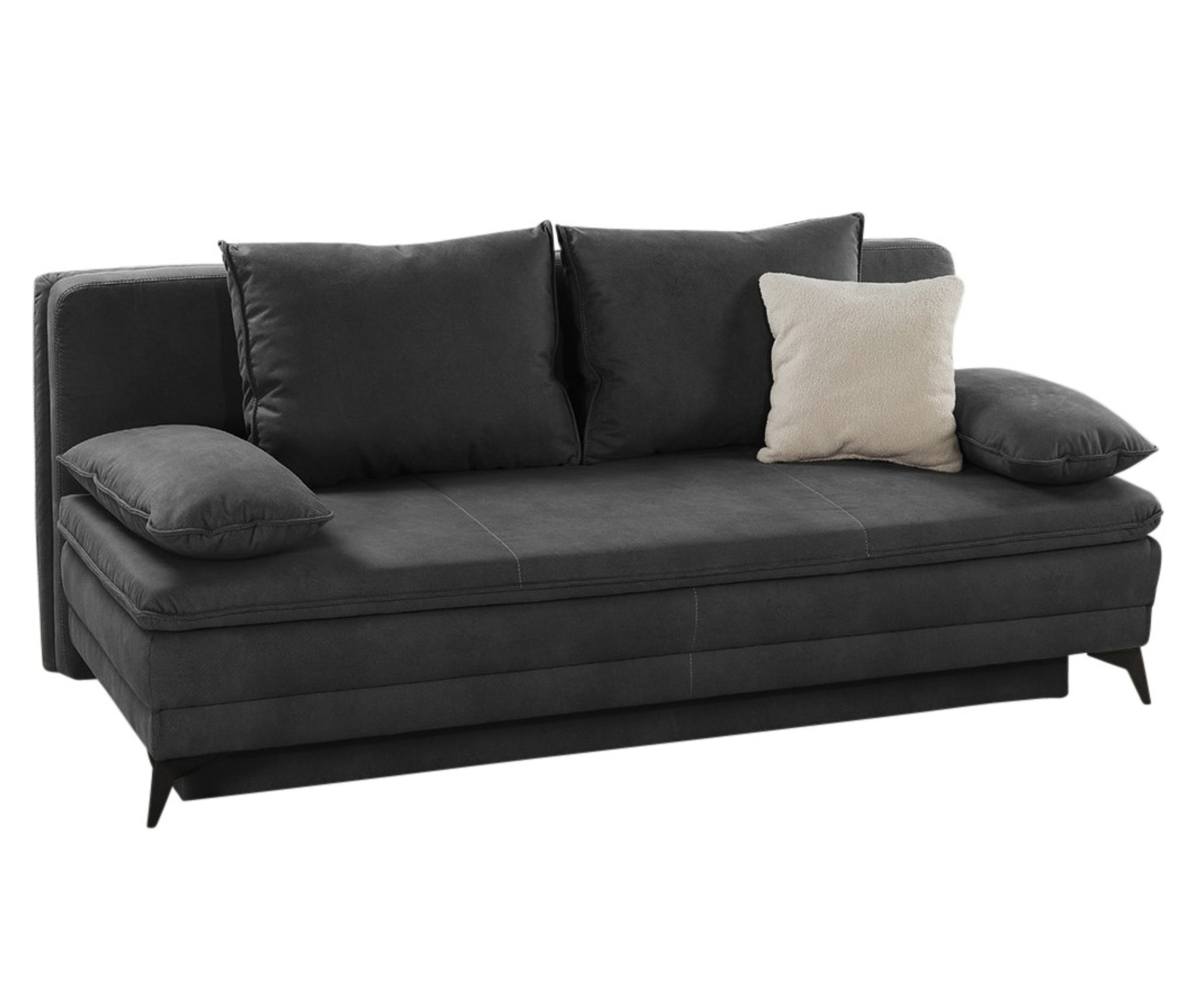 luma-home Schlafsofa 15159, Dauerschläfer mit Bettkasten B202/T105/H90 cm, Liegefläche 158x199 cm, Wellenunterfederung, integr. Topper, Mikrofaser Dunkel-Grau Anthrazit
