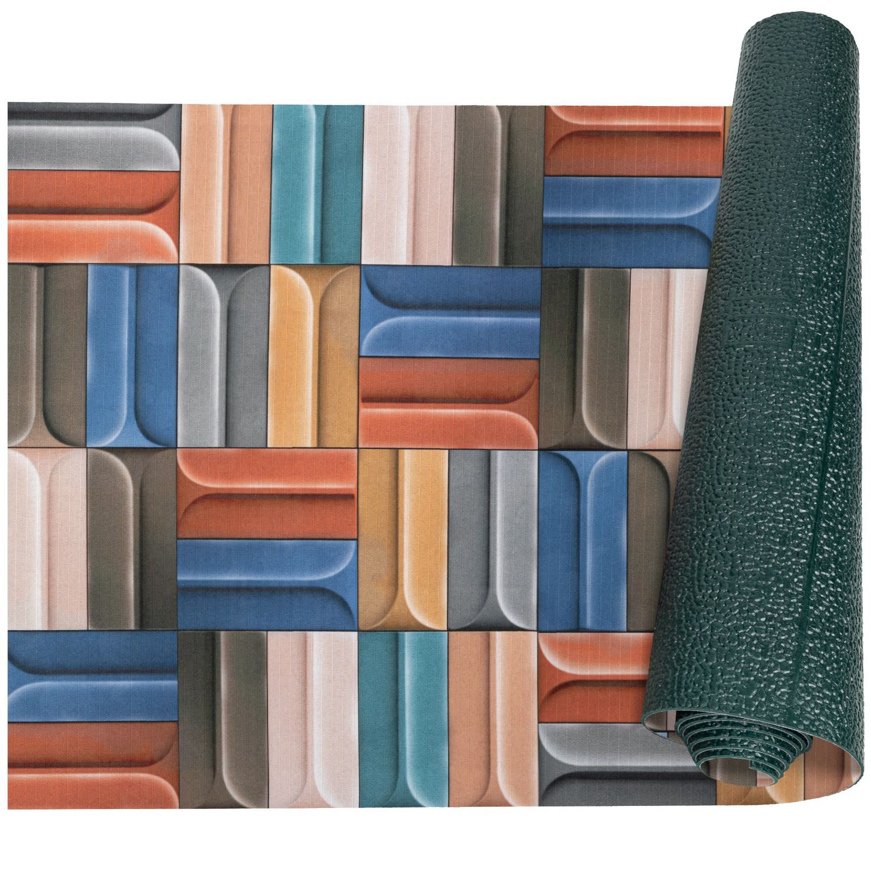 ANRO Küchenläufer RANNA Bodenmatte Flurläufer Teppichläufer Küchenteppich, eckig, Höhe: 3 mm, Meterware rutschfest Bauhaus Bunt wasserdicht