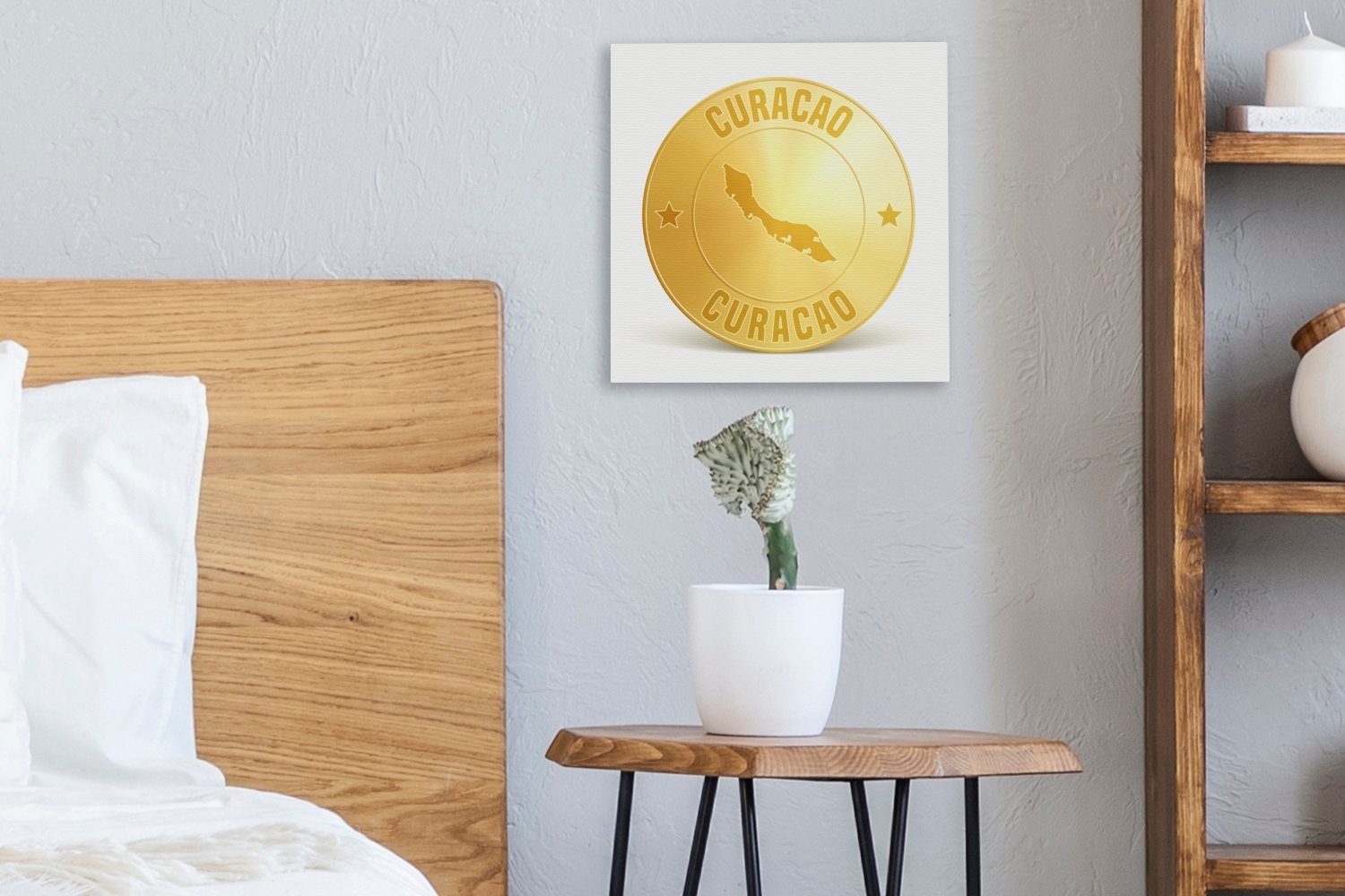für einer Leinwandbild Wohnzimmer aus St), Illustration Curaçao, OneMillionCanvasses® Goldmünze (1 Bilder Leinwand Schlafzimmer