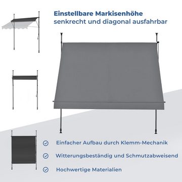 osoltus Sonnenschirm osoltus Balkon Klemmmarkise 250 x 130cm Balkonmarkise Sonnenschutz