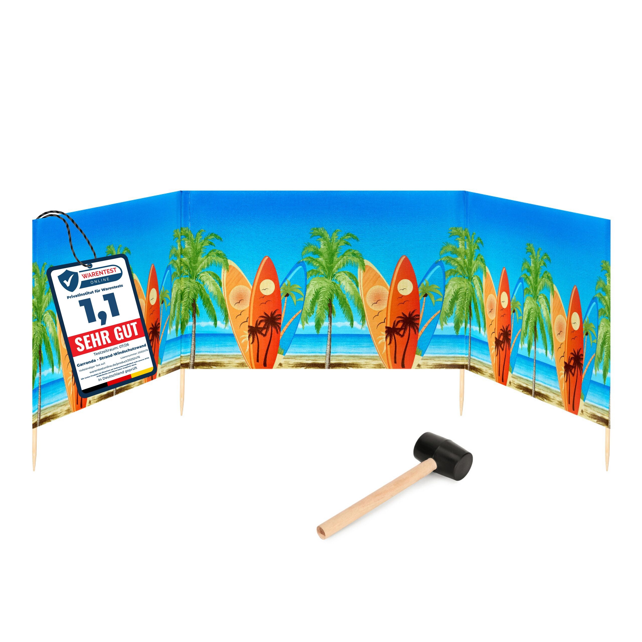 Garronda Windschutz Strand Sichtschutz 4m lang mit Gummihammer Garten Meer GAEX001, (mit Gummihammer)