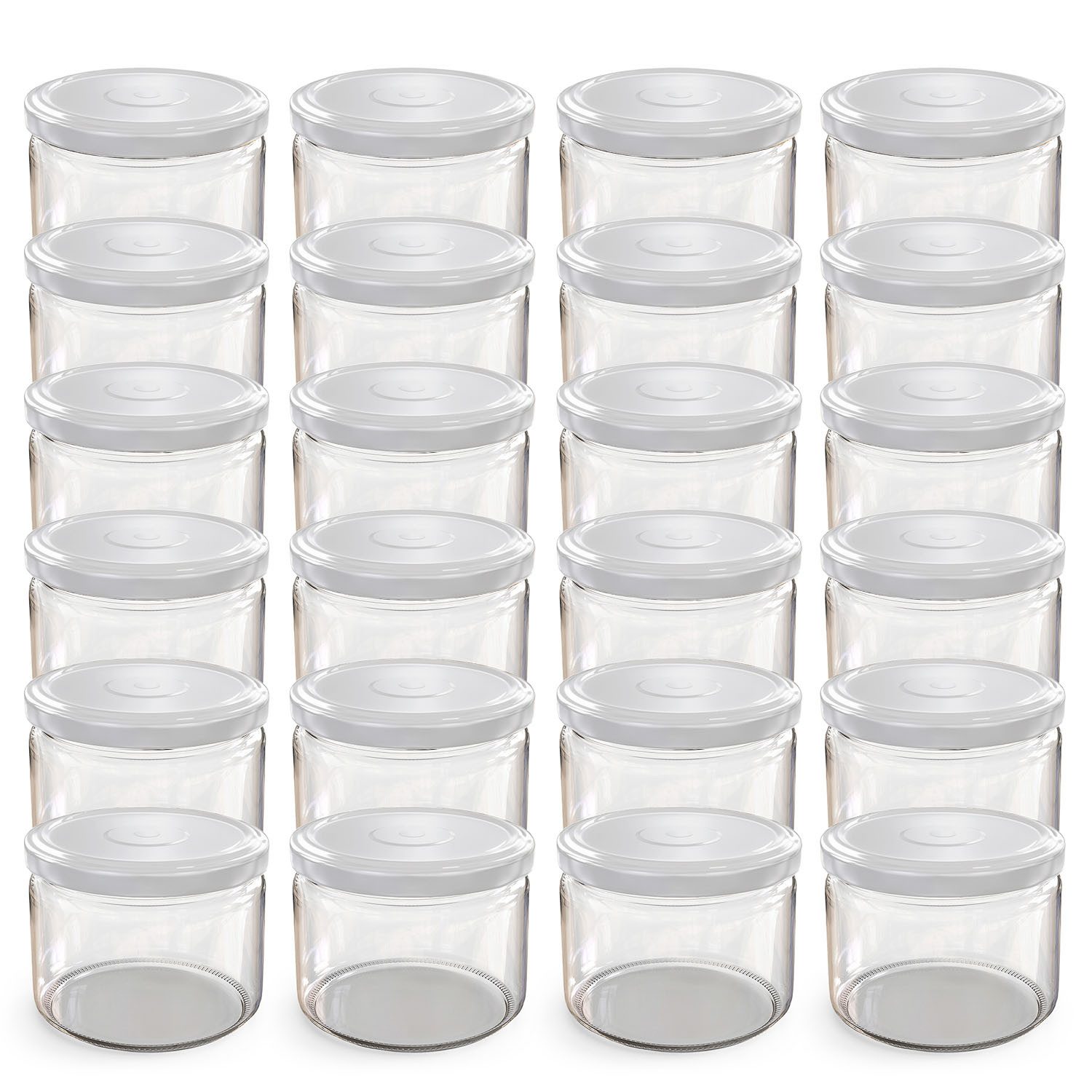 Einmachglas 24x 282ml Einmachgläser mit Schraubdeckel TO 82 Weiß Marmeladengläser