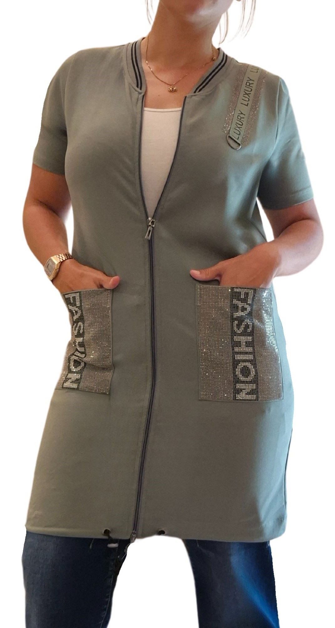 Estefania for woman Tunika 190-1123, Tunika mit Reißverschluss und Strassbe günstig online kaufen