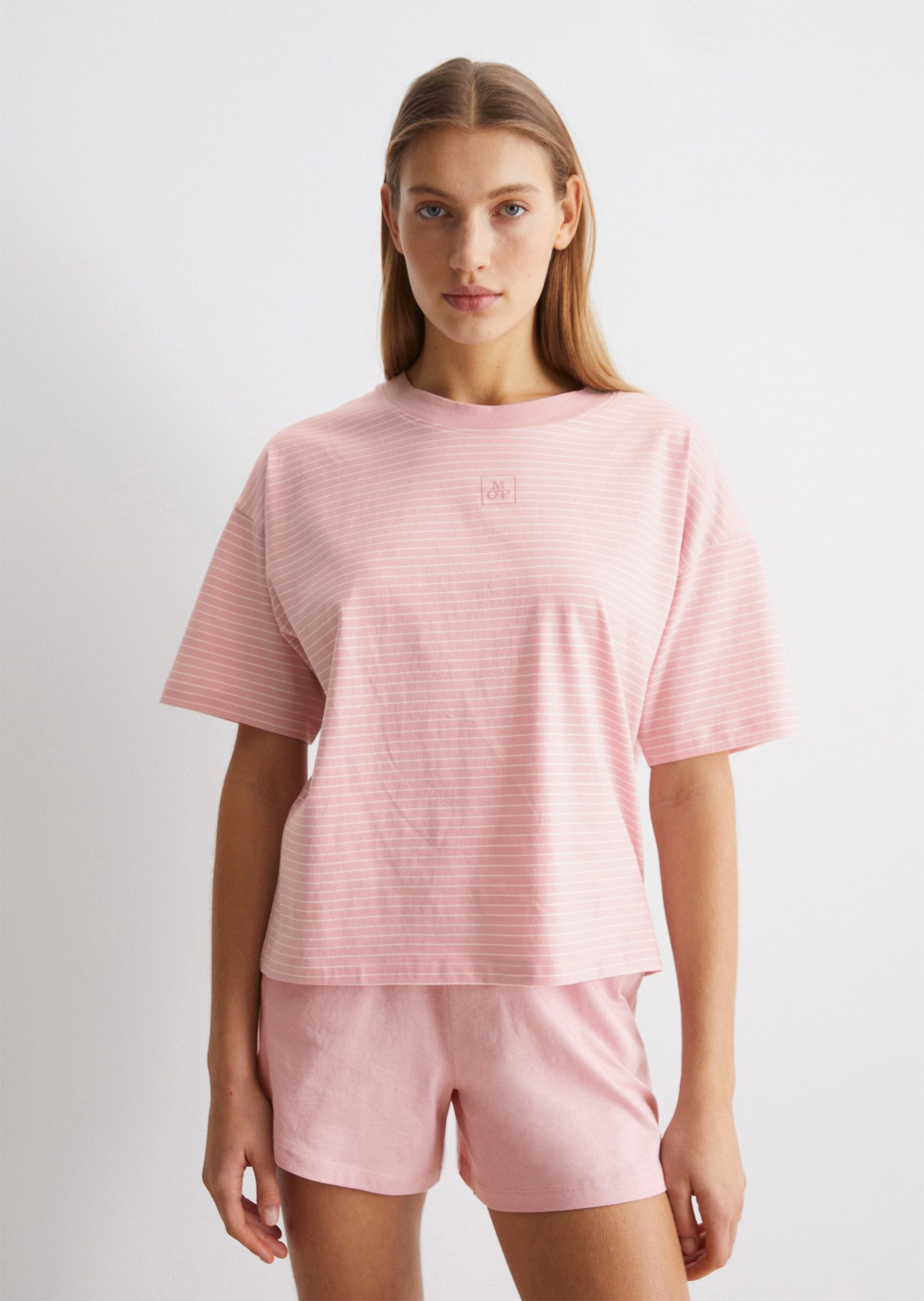 Marc O'Polo Shorty (2 tlg) Kurzarm, mit Rundhalsausschnitt, elastisch