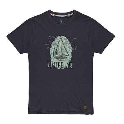Leitfeuer T-Shirt Herren Sommershirt mit Front-Print Segelschiff und Rundhalsausschnitt