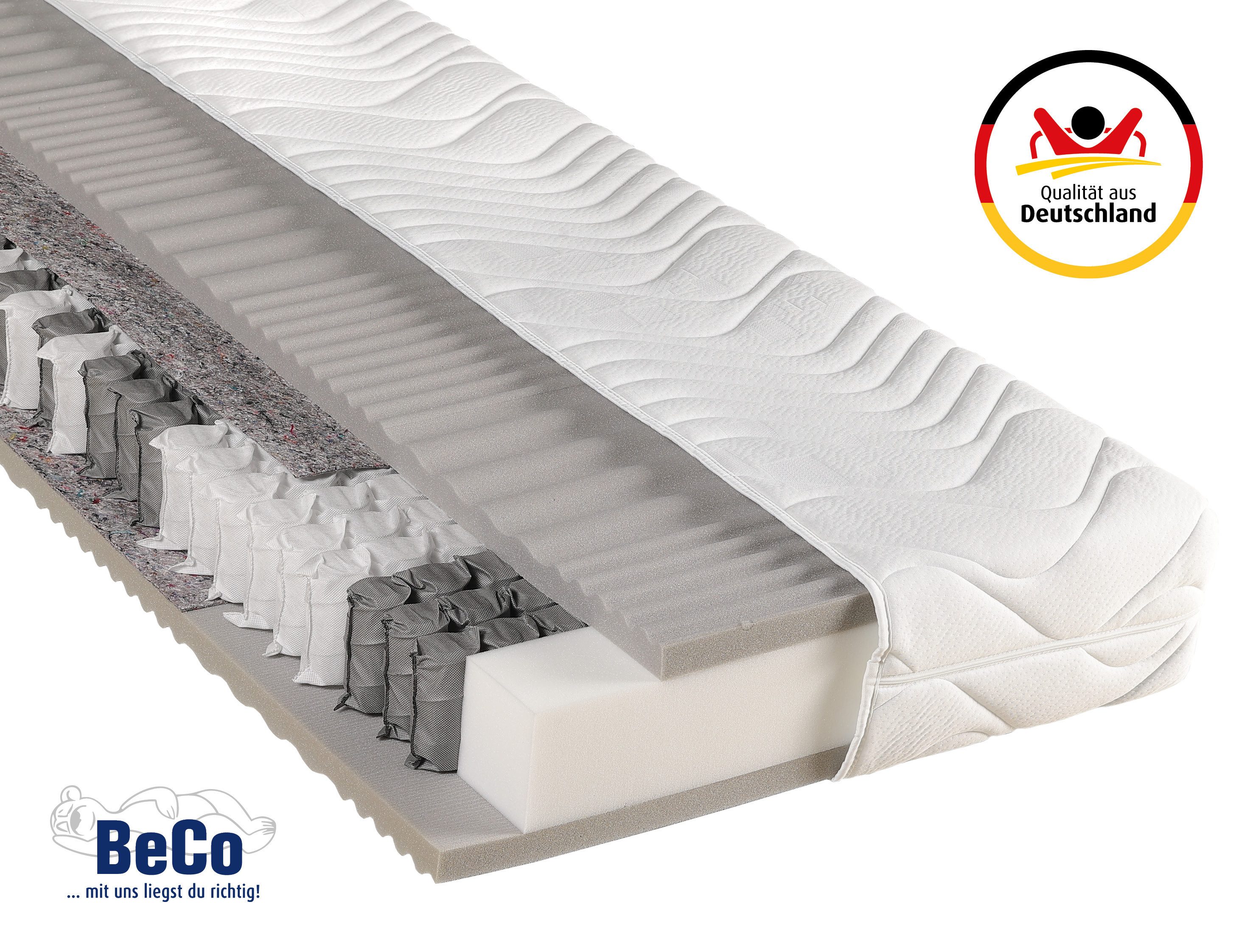 Taschenfederkernmatratze Matratze,7 Zonen, Federkernmatratze, zwei Liegeseiten, Beco, 22 cm hoch, Maxima Plus, 90x200 cm in H3 von Stiftung Warentest "GUT (1,8)"