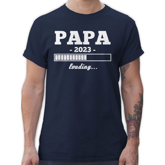 Shirtracer T-Shirt Papa loading 2023 weiß - Vatertag Geschenk für Papa - Herren Premium T-Shirt schwangerschaft tshirt - vatertagsgeschenk für werdende väter