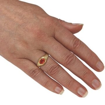 SKIELKA DESIGNSCHMUCK Goldring Feueropal Ring 0,9 ct. (Gelbgold 585), hochwertige Goldschmiedearbeit aus Deutschland