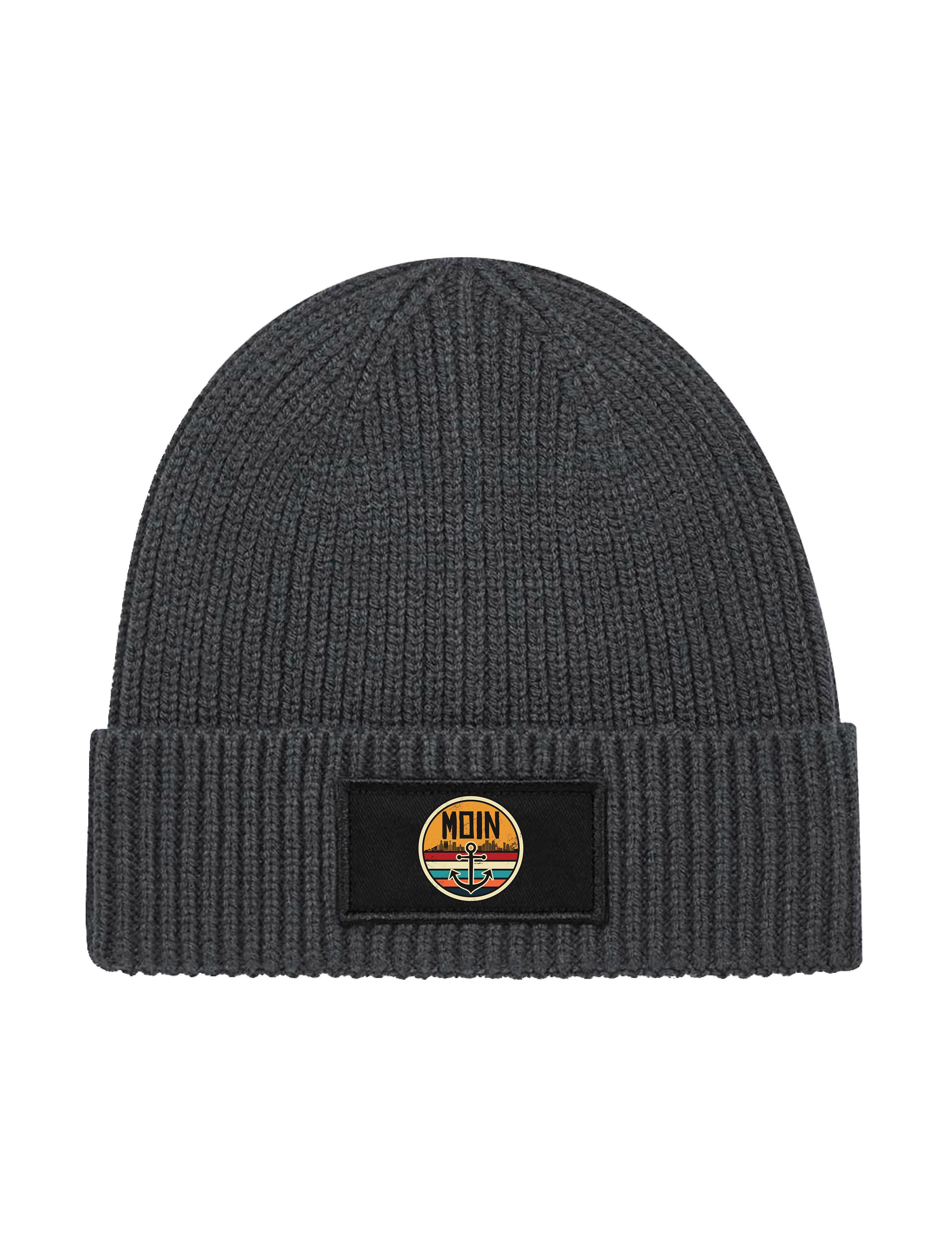 Beanie Unisex Strick Beanie Mütze mit Retro Moin Aufdruck Geschenk Statement