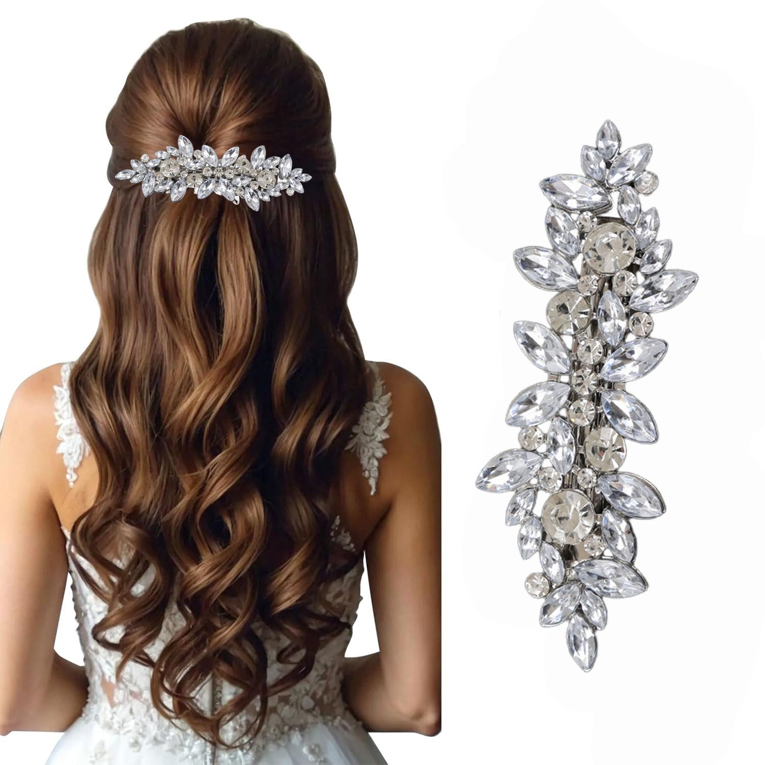 Zaewry Haarspange Strass Haarspangen mit Perle, Braut Haarschmuck für Frauen, Funkelnde Kristall Haarnadeln, Ausgefallene Blumen Haarspangen, für Hochzeit, Braut, Langes und kurzes Haar.
