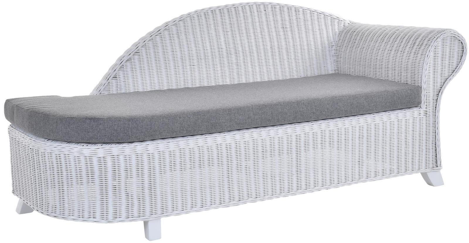 Krines Home Recamiere Rattan Recamiere Elegance Rattanliege Chaiselongue Rechts mit Polster