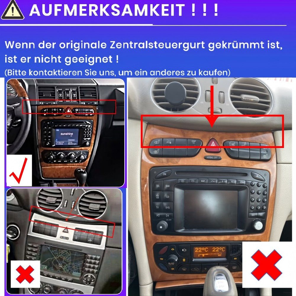 ESSGOO Für Mercedes Benz C-Klasse W203 2002-2004 USB Autoradio Autoradio (4+64GB optional, Digitalradio (DAB), FM, AM, Apple Carplay Android Auto NAVI SWC BT EQ)
