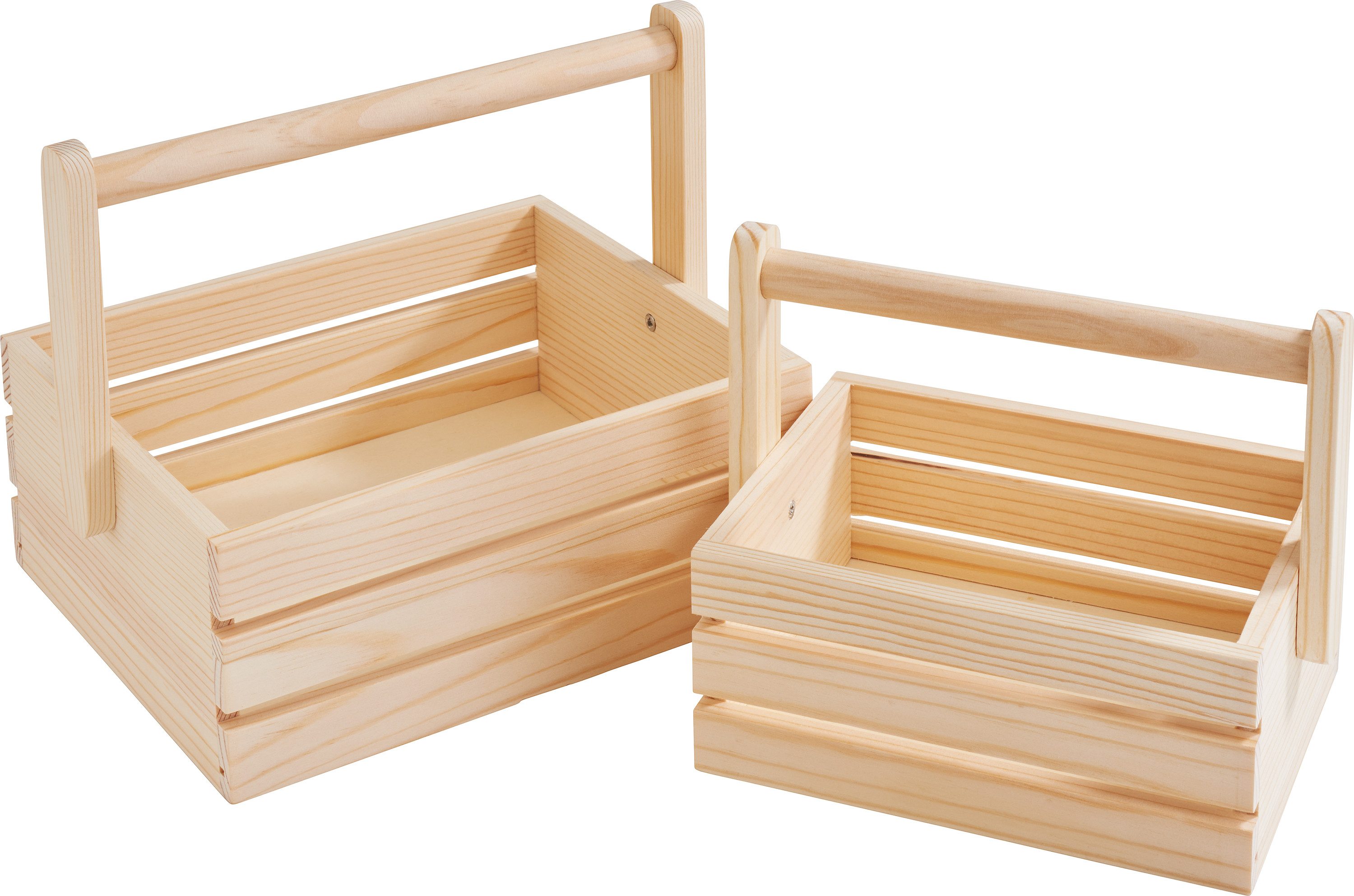 VBS Kiste Holzkiste mit Henkel, 2er-Set
