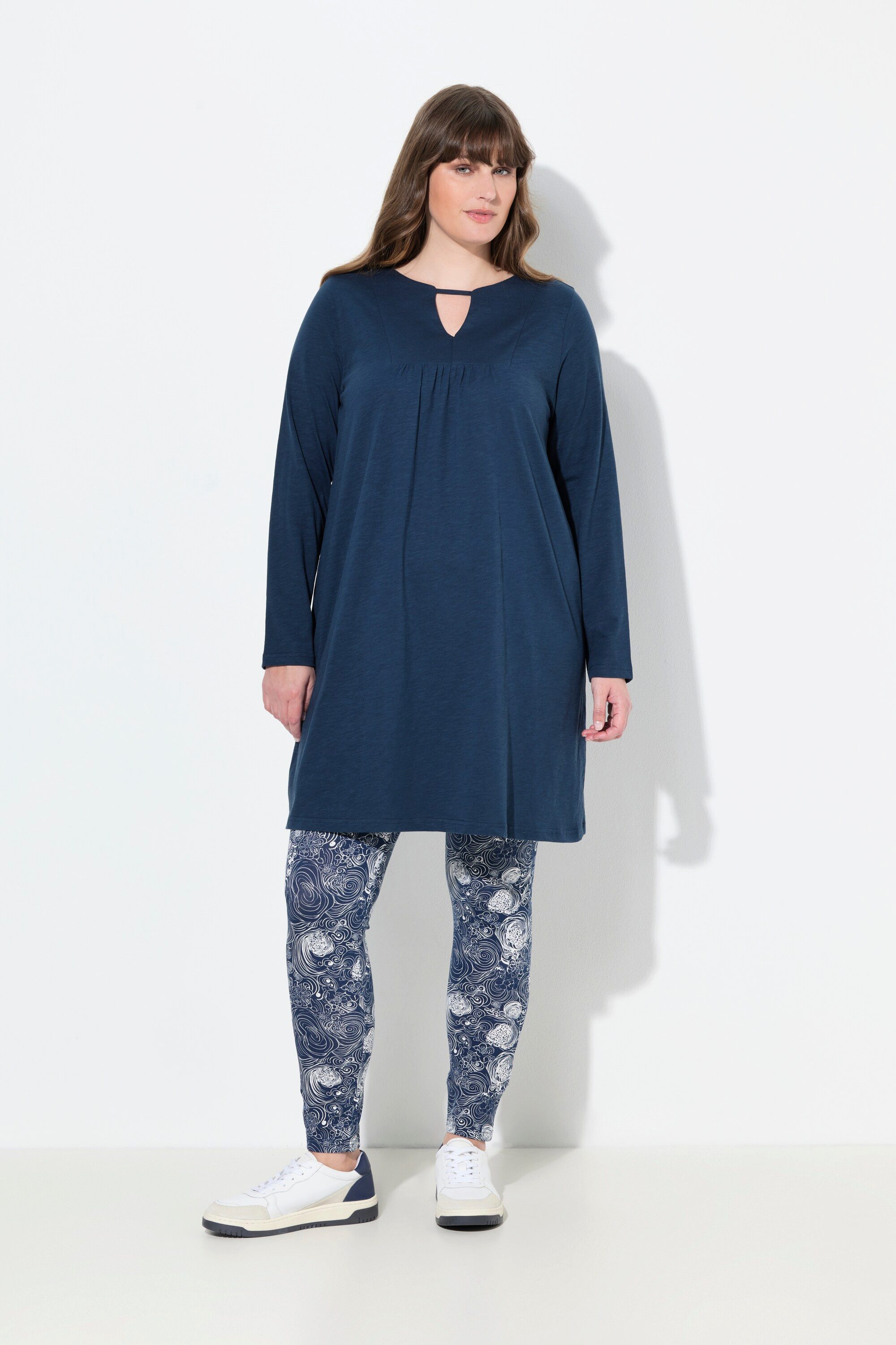 Ulla Popken Longshirt Longshirt A-Linie Tunika-Ausschnitt günstig online kaufen