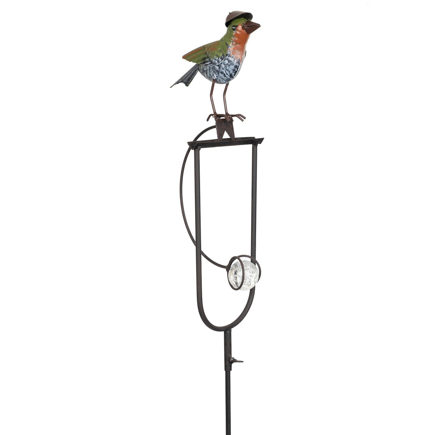 Gartenstecker Gartenstecker Vogel mit Hut aus Metall, 105 cm