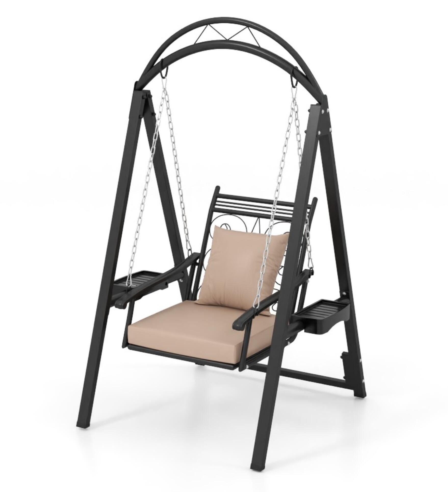 COSTWAY Hollywoodschaukel, mit Gestell, Kissen, Seitentischen, bis 160kg günstig online kaufen