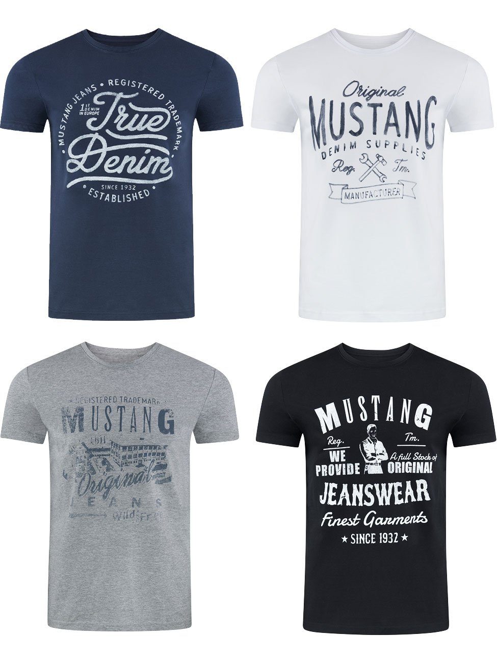 MUSTANG T-Shirt Herren Printshirt 4er Pack günstig online kaufen