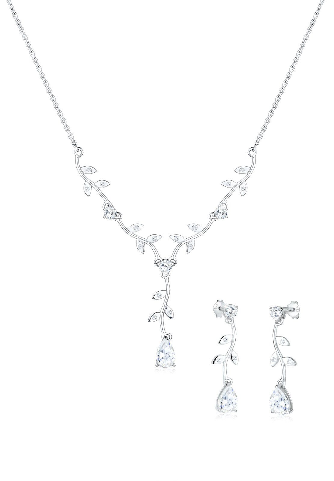 Elli Schmuckset Blumenranke Zirkonia 925 Sterling Silber