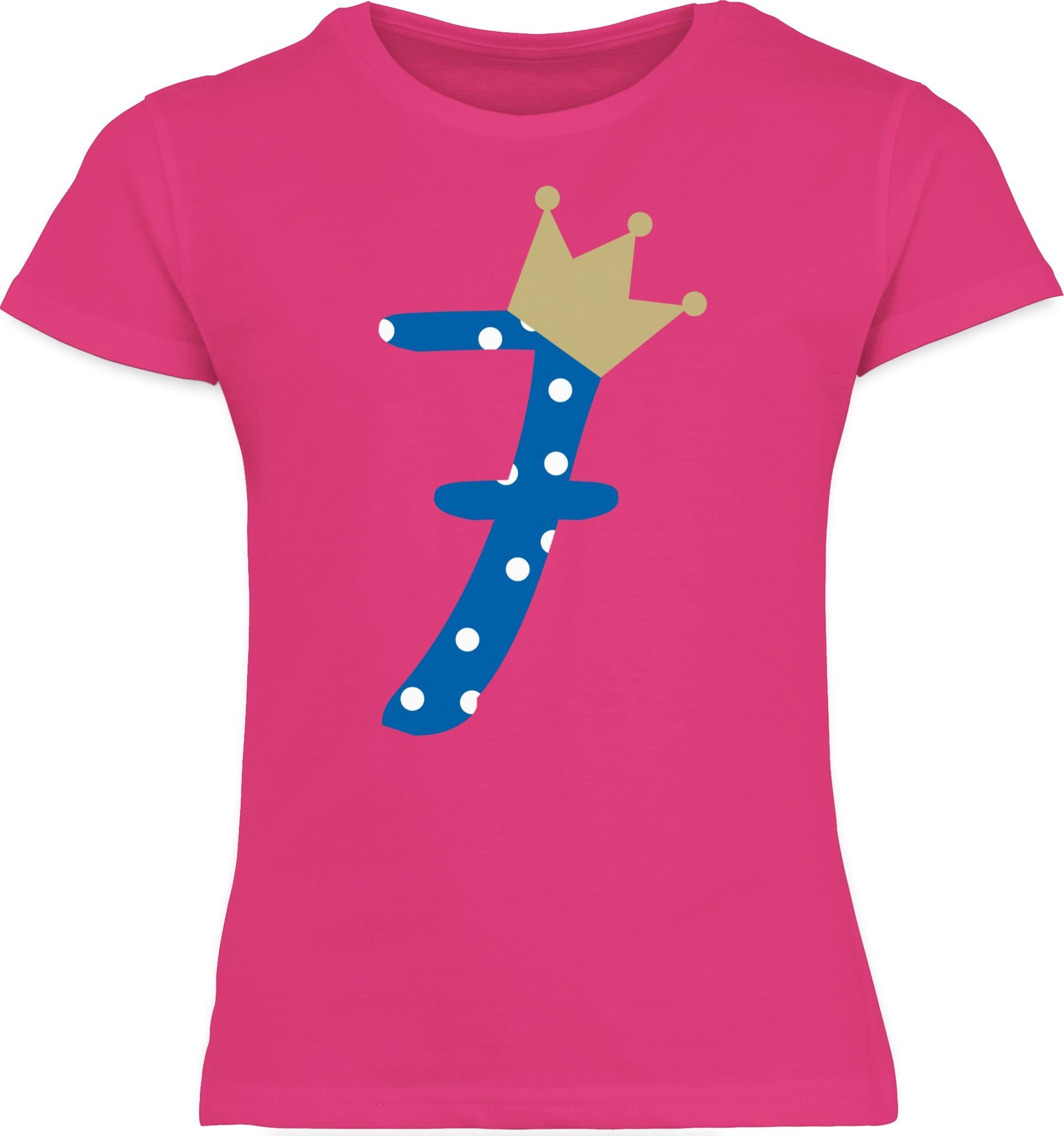 Shirtracer T-Shirt Sieben Krone Junge Siebter 7. Geburtstag 1 Fuchsia