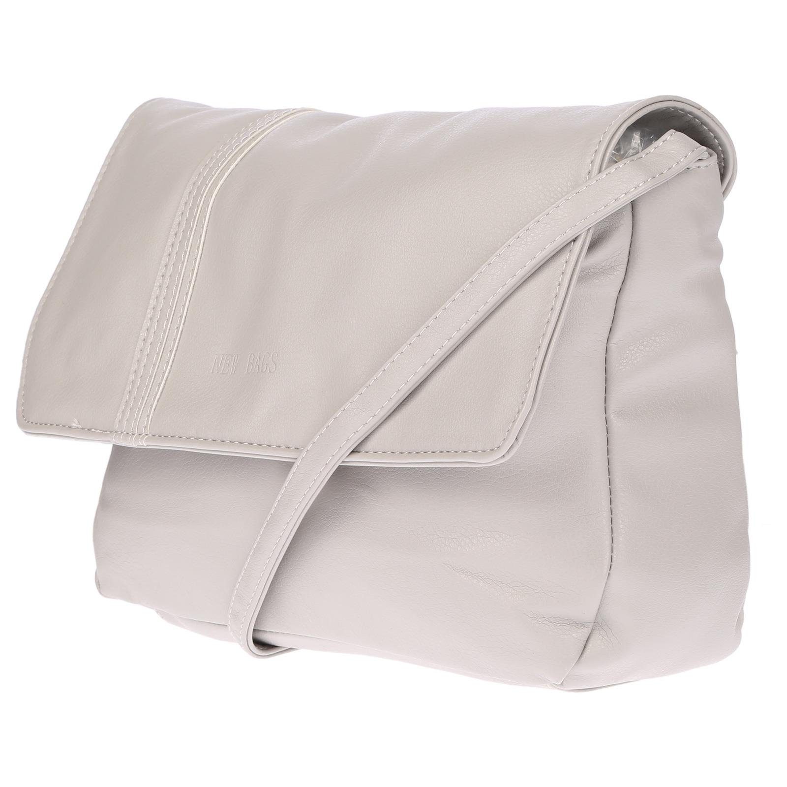 Damen Schultertasche Umhängetasche Handtasche Leder Optik Tasche Grau Crossover 