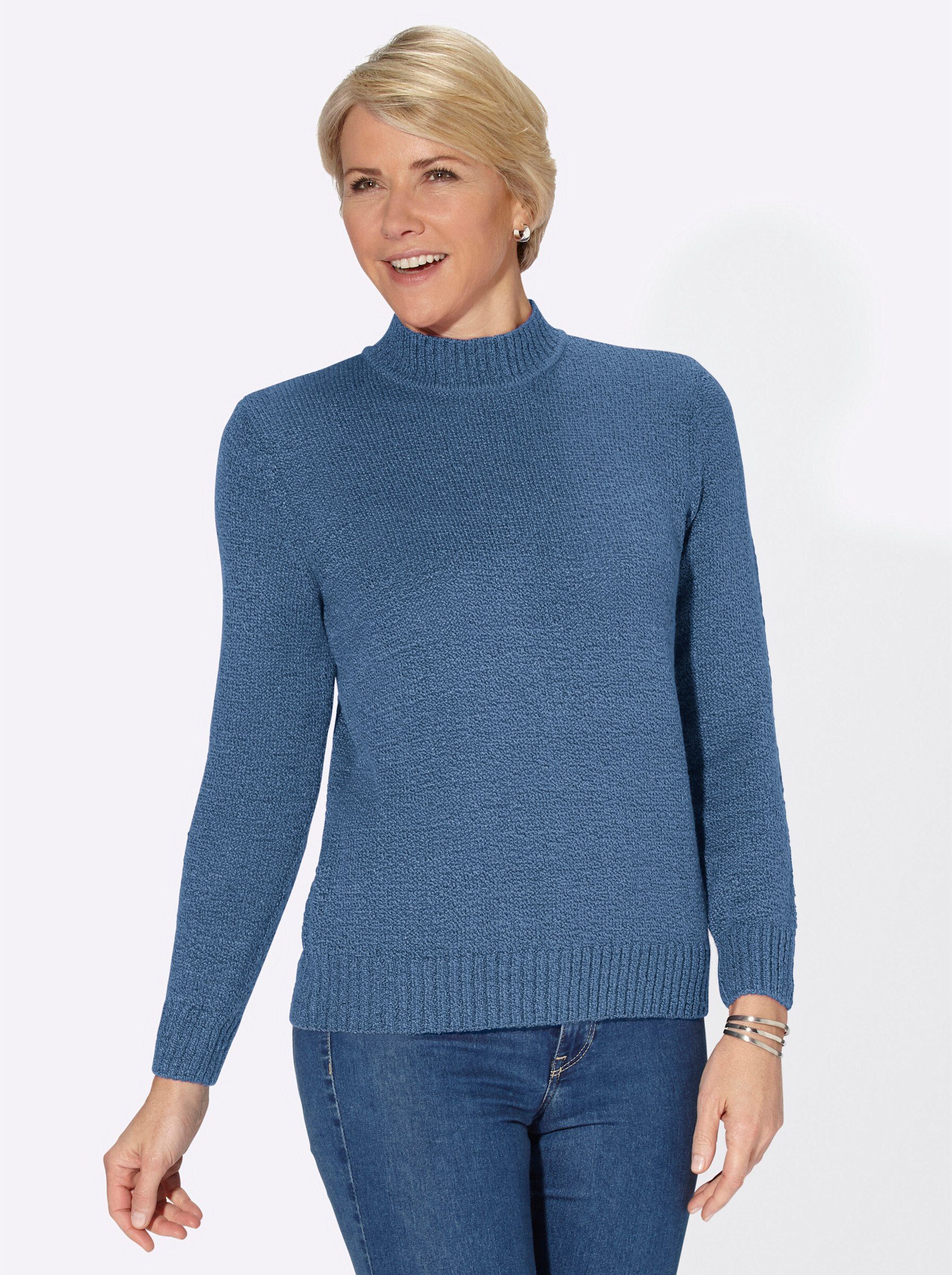 WITT WEIDEN Strickpullover mittelblau-meliert