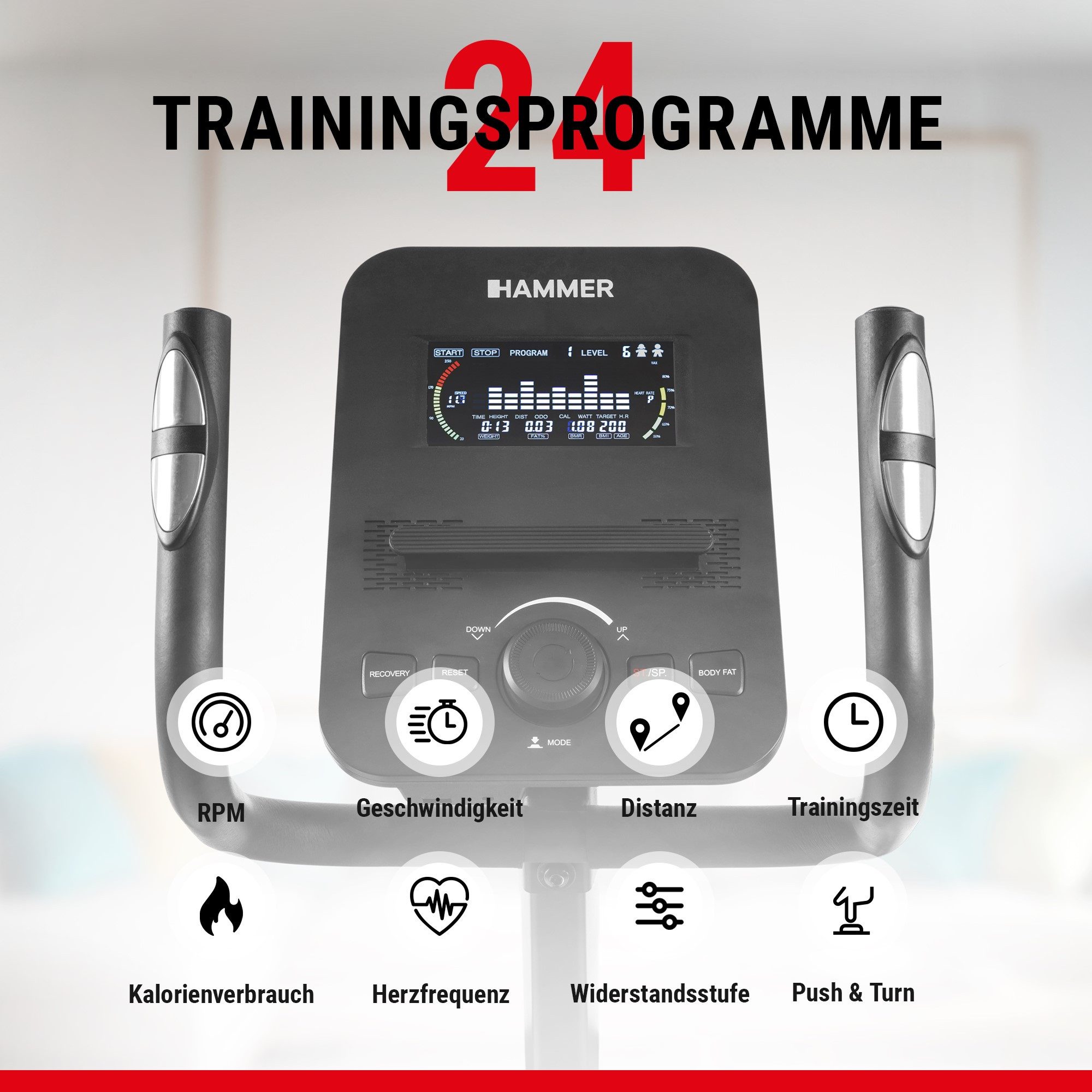 Hammer Crosstrainer SpeedMotion II, 3-fache Steigung, 24 Programme, Zwift & Kinomap – Bild 5 von 5