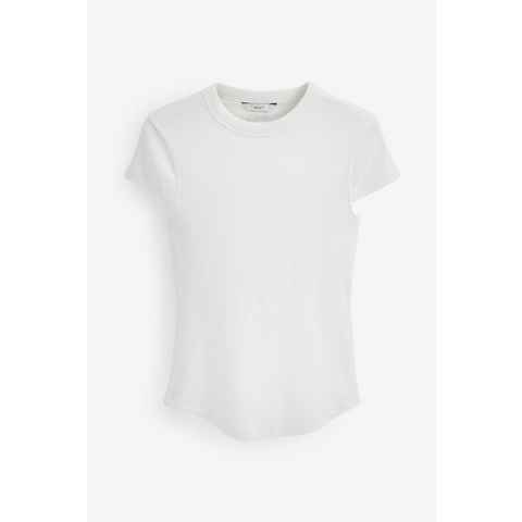 Next T-Shirt Geripptes Kurzarm-Sweatshirt mit rundem Ausschnitt (1-tlg)