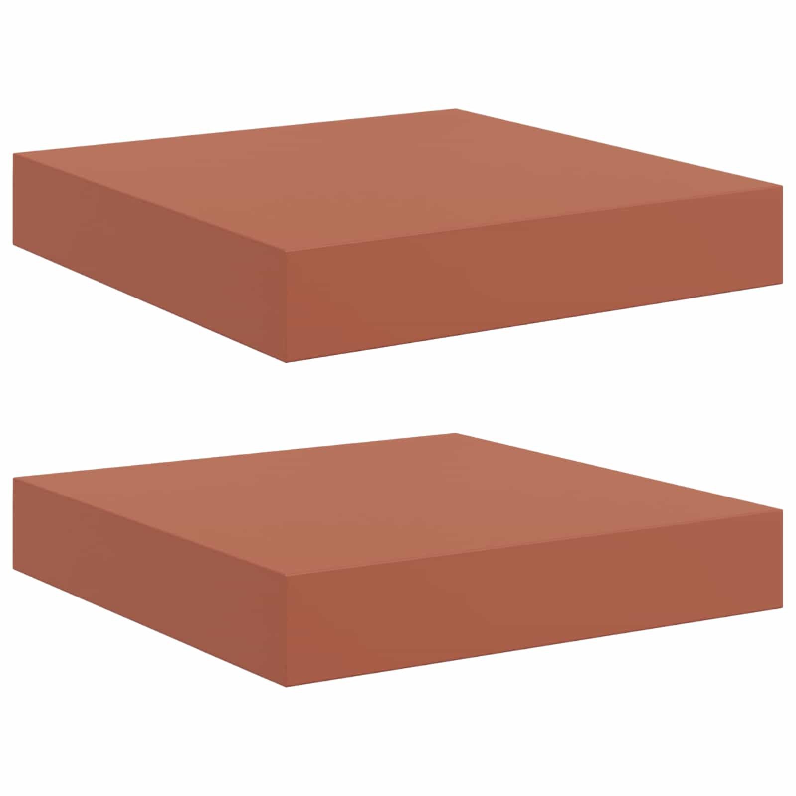 vidaXL Regal Wandregal Wandmontiert 2 pcs Rot 23 x 23,5 x 4 cm Holzwerkstoff, 2-tlg.
