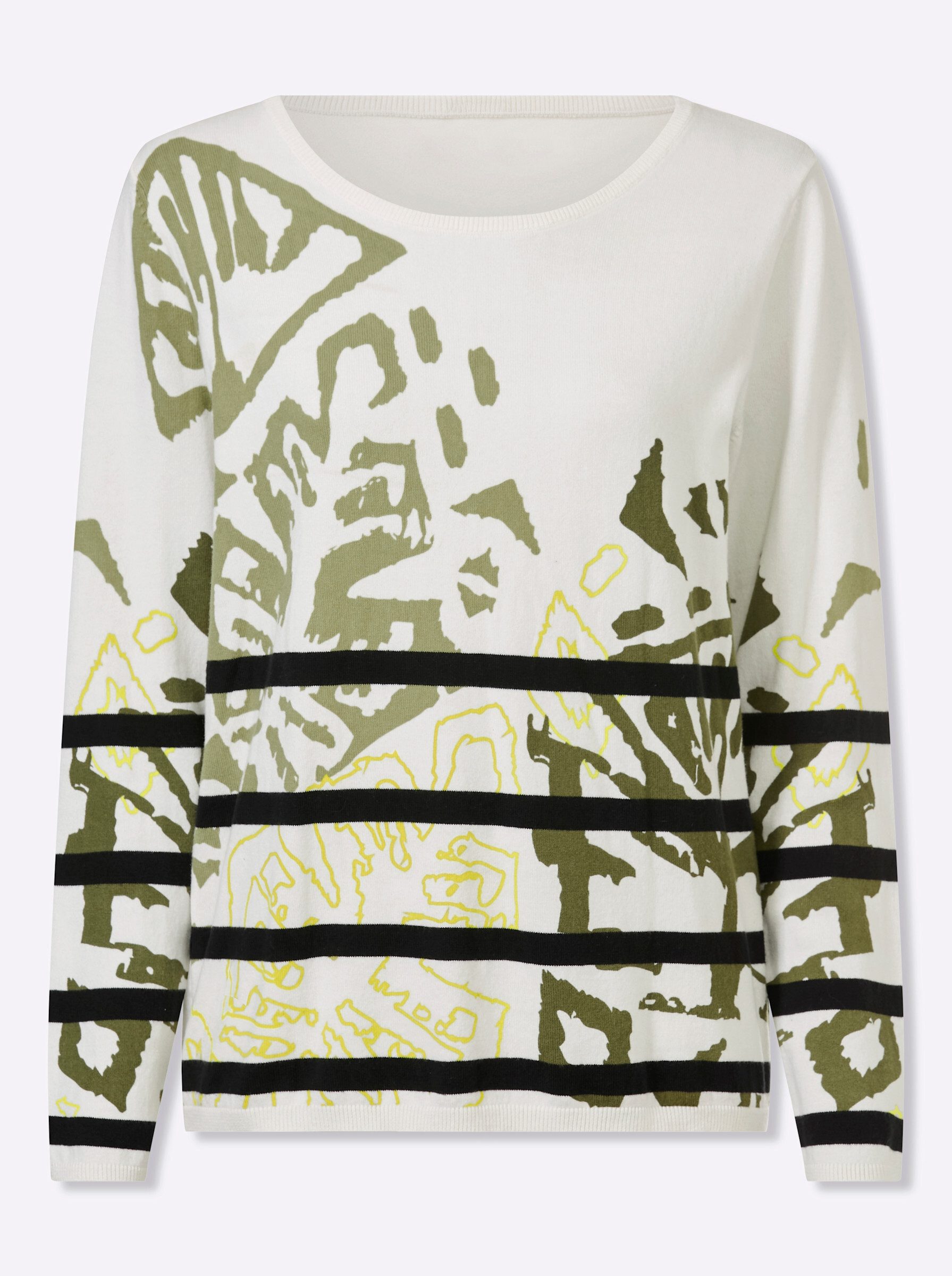 heine Strickpullover Druck-Pullover Langarm Jersey