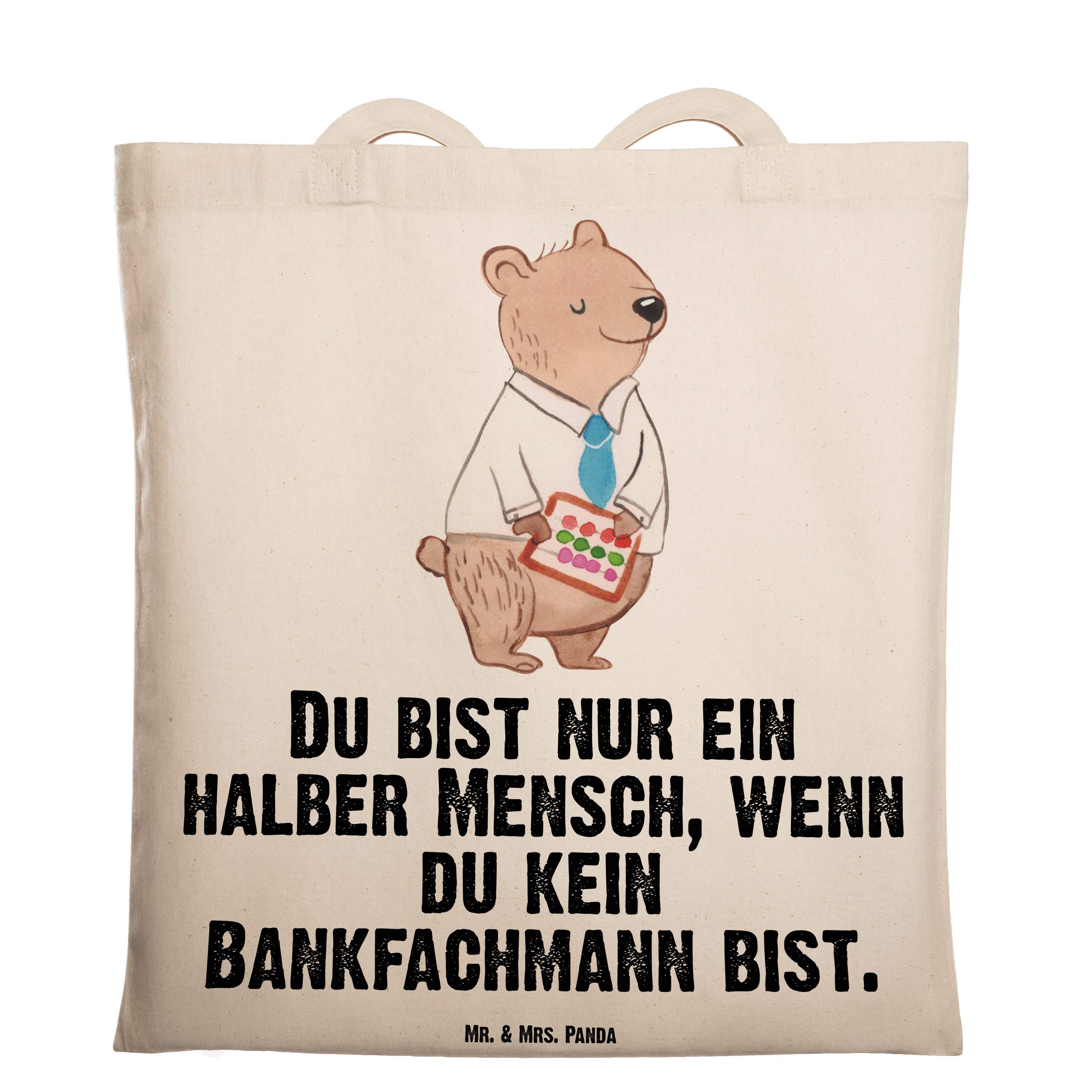 - Mrs. & mit - Bänker, Transparent Panda Tragetasche Geschenk, Bankangestell (1-tlg) Herz Mr. Bankfachmann